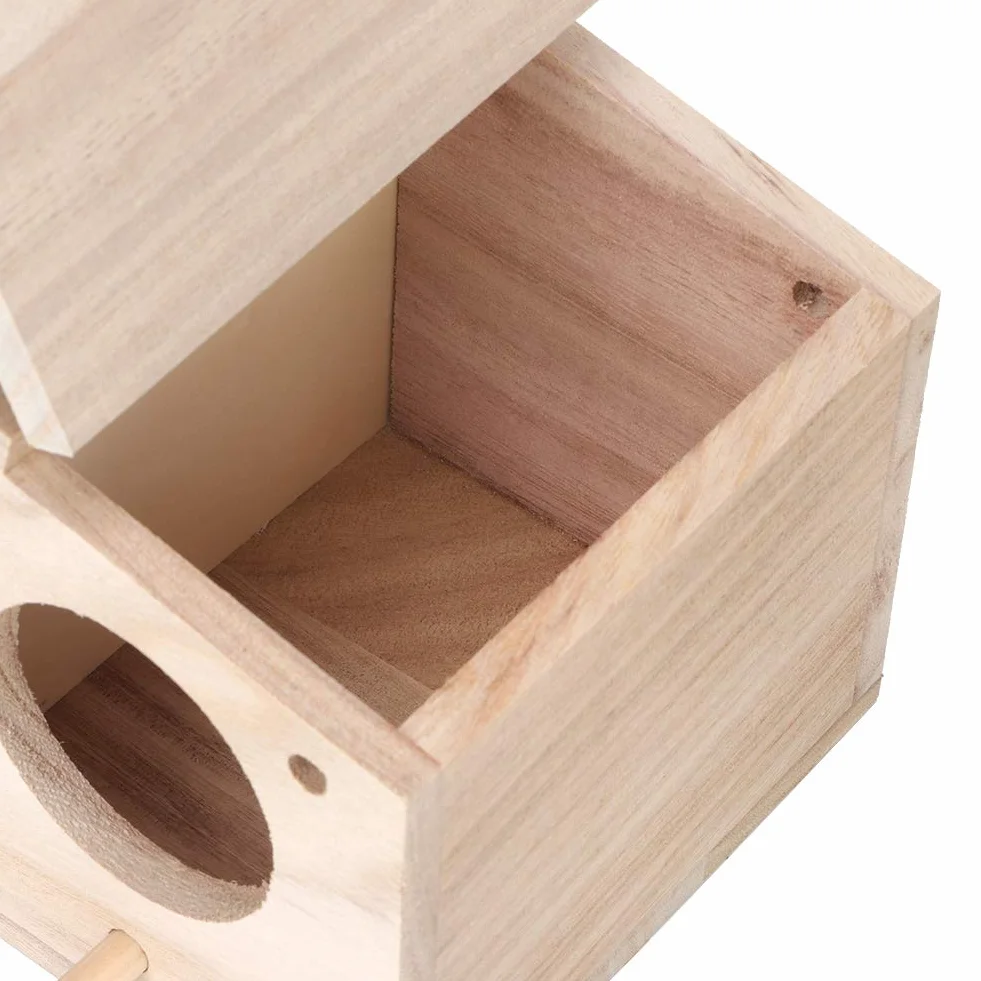 Drewniany Domek dla Ptaków 9,1 x 5,1 x 4,9 Cala, Budka dla Zwierząt, Klatka Schronienia, Akcesoria dla Papug i Jaskółek