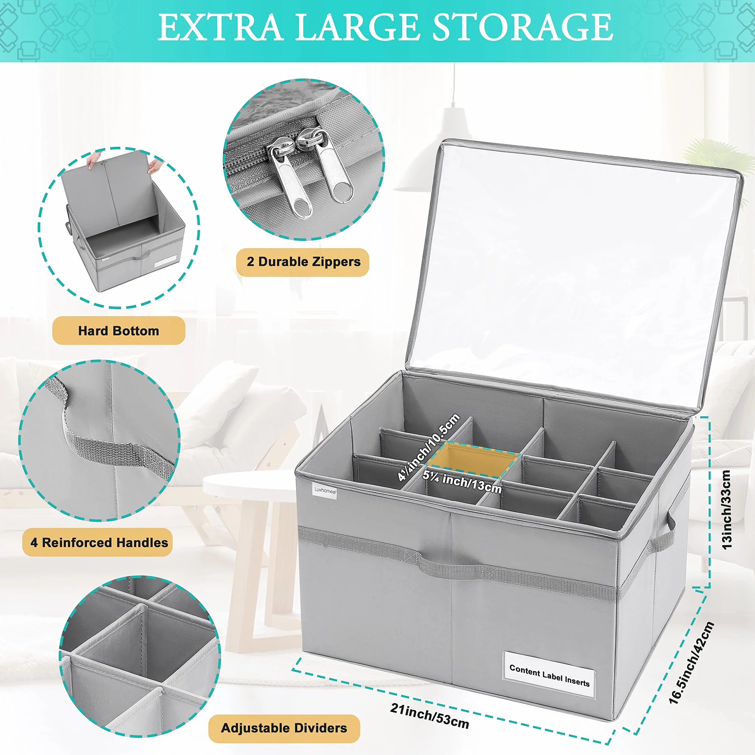 Shoe Organizer for Closet, Fits 16 Pairs, Large Shoe Box Storage Containers, Clear Foldable Shoe Storage Bins w/Bottom Support, Space Saving Shoes Holder w/Reinforced Handles, Gray