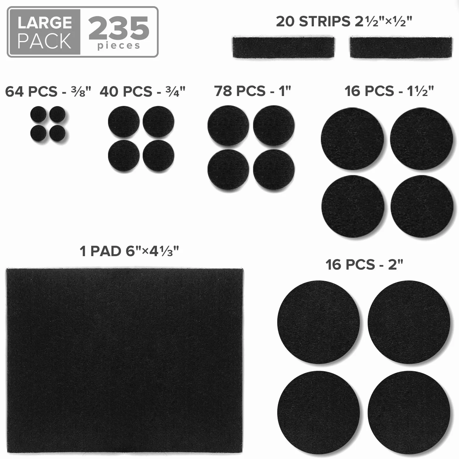 Filcowe podkładki meblowe X-PROTECTOR 235 PCS Premium Samoprzylepne podkładki - Filcowe podkładki do Nóżki mebli - Najlepsze podkładki meblowe - Chroń swoje podłogi z drewna i laminatu!