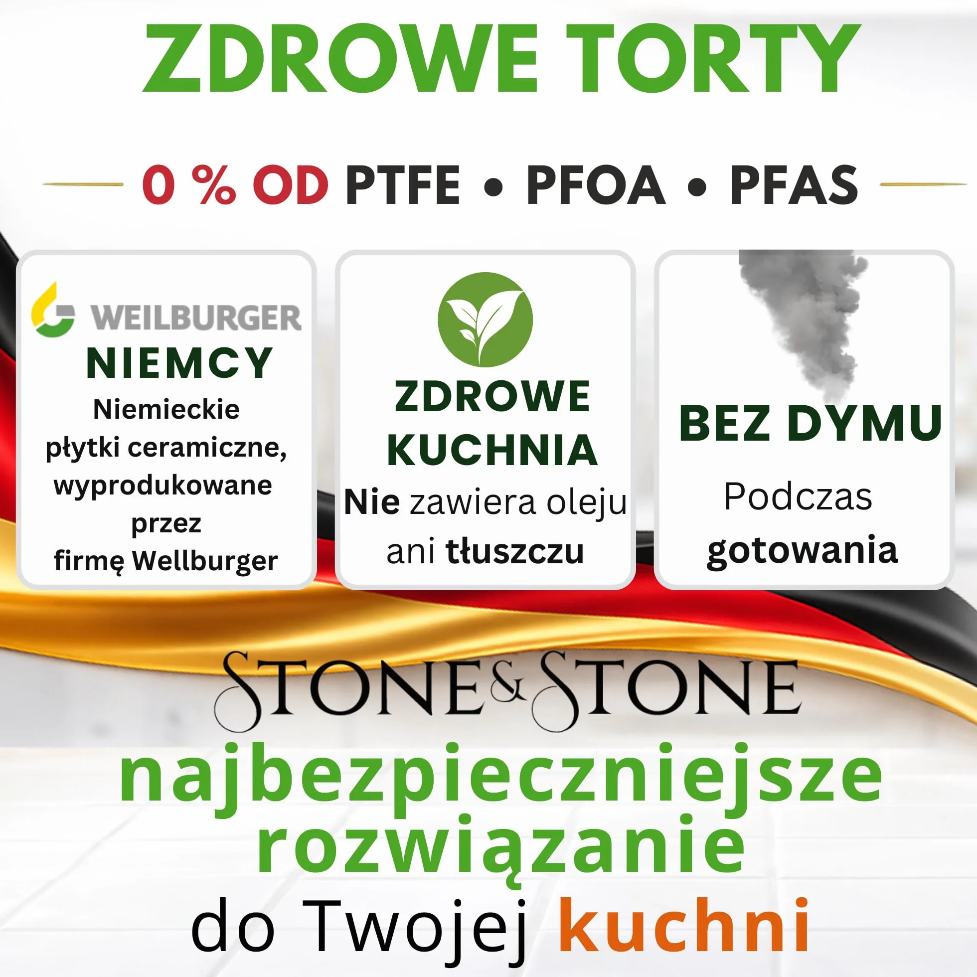 Patelnia nieprzywierająca z powłoką kamienną Greblon, odporna na zarysowania, do indukcji