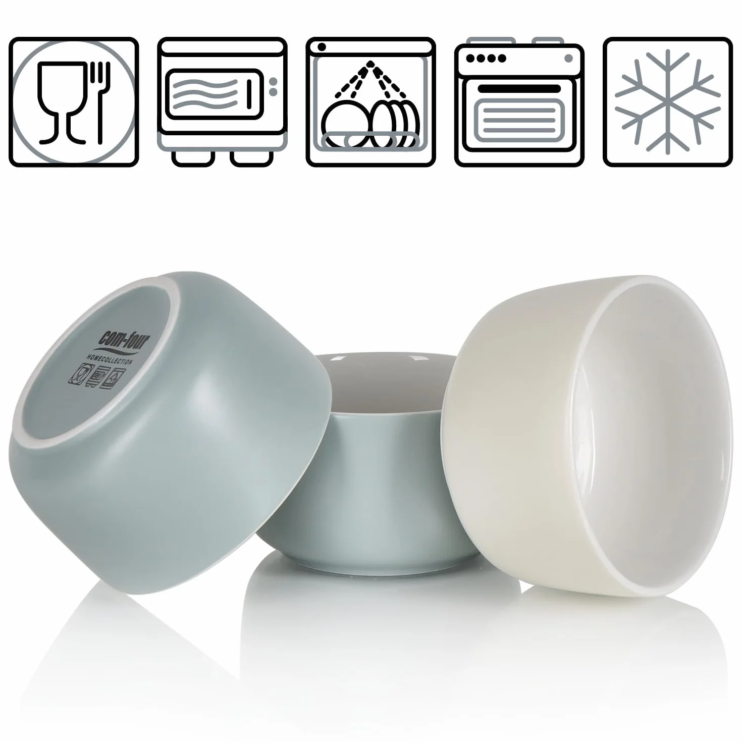 COM-FOUR® Miska deserowa 320 ml szary/bezowy - Zaroodporne formy Ragout Fin Bowl 6 sztuk