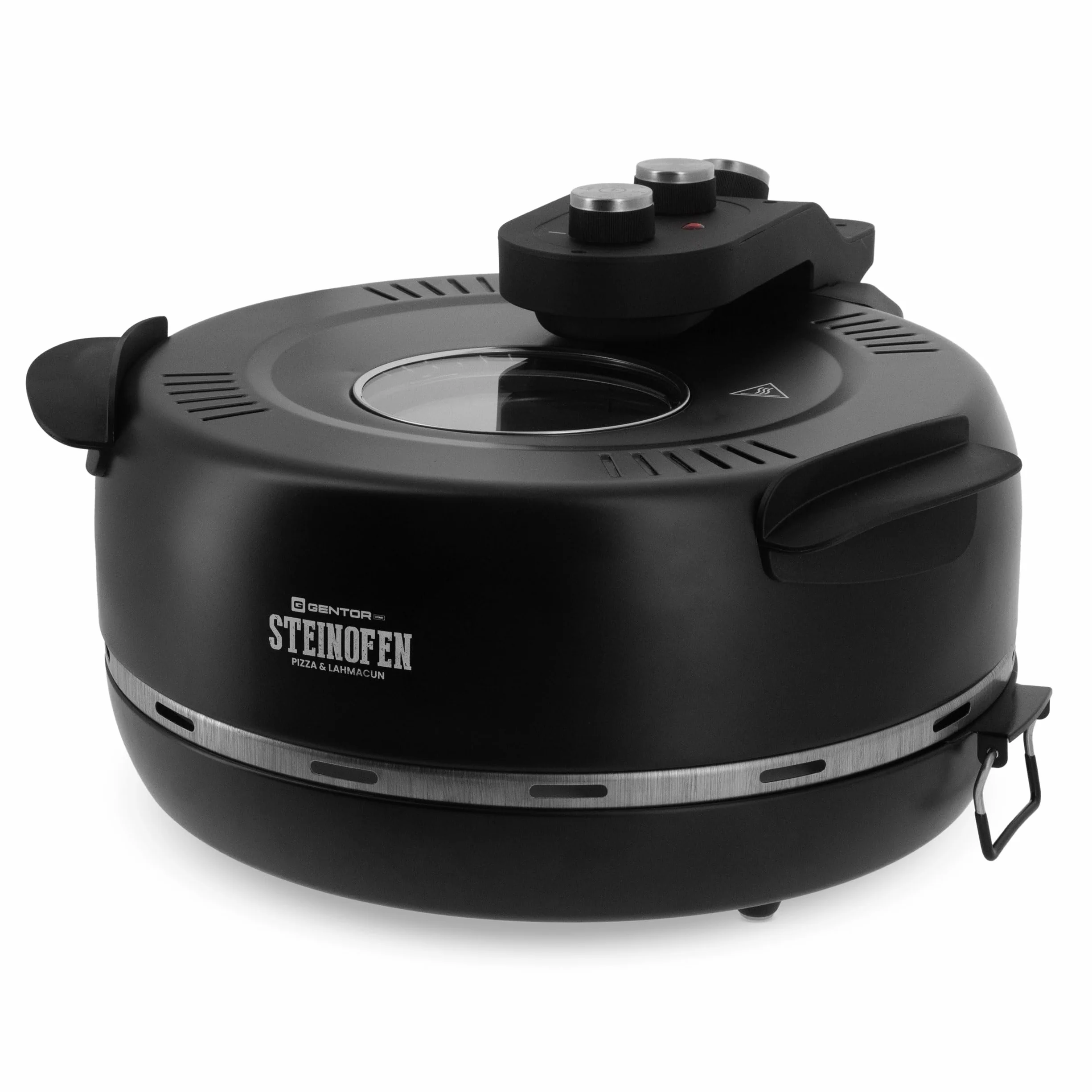 Elektryczny piec do pizzy z kamieniem i okienkiem, 1600 W, do 400°C, do domu i na zewnątrz, z grzałkami górną i dolną