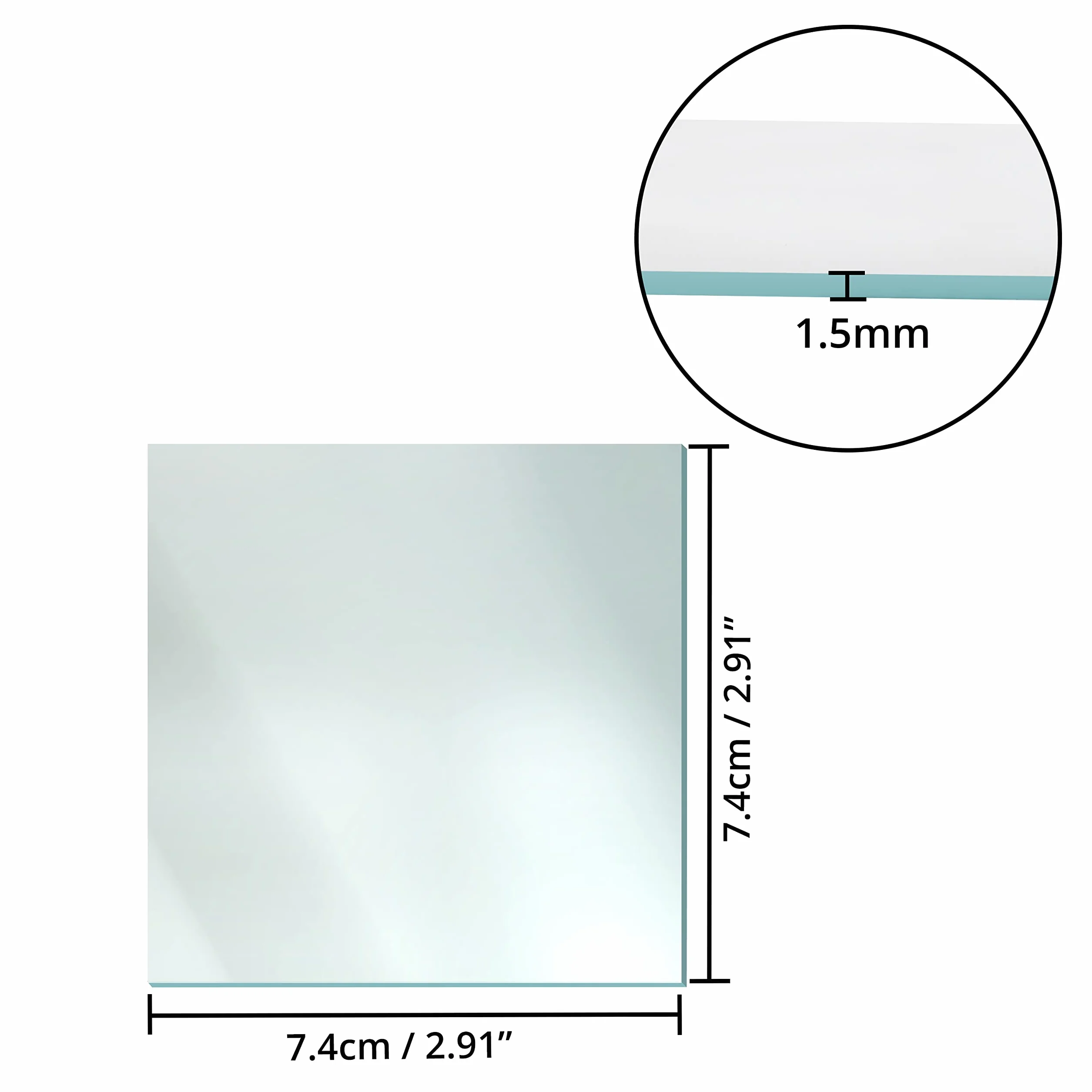 Belle Vous Płytki lustrzane kwadratowe (lustrzać) (50 szt.) – 7,4 cm, płyty do projektów DIY, na ścianę, majsterkowanie i dekoracja – mozaika lustro dekoracyjne do salonu