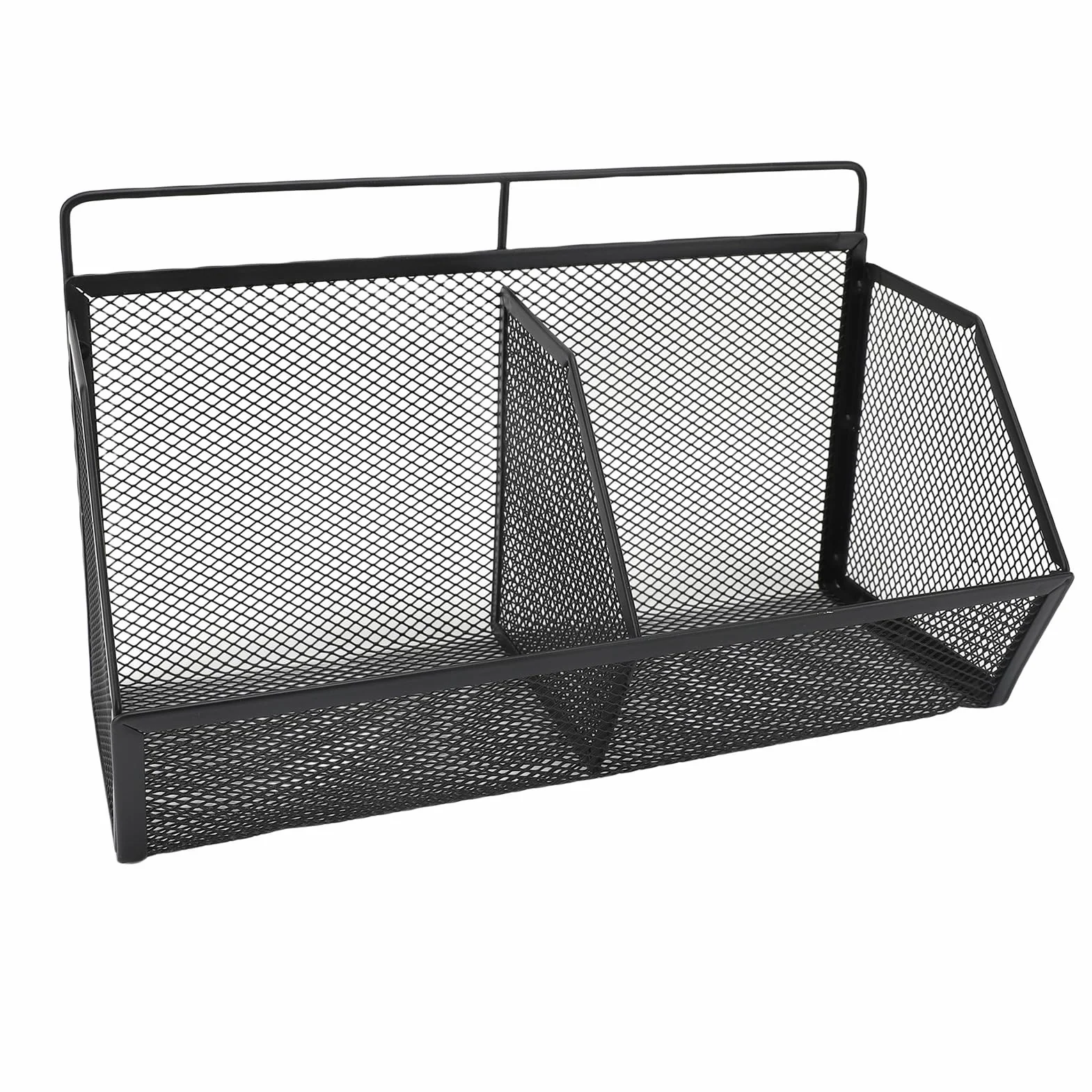 2 Czarna siatka do przechowywania na ścianie kosza wisząca kuchnia koszyka metalowa koszyki owocowe kosza łazienki z 2 klebienia na spiżarnię w łazience kuchennej (Black)