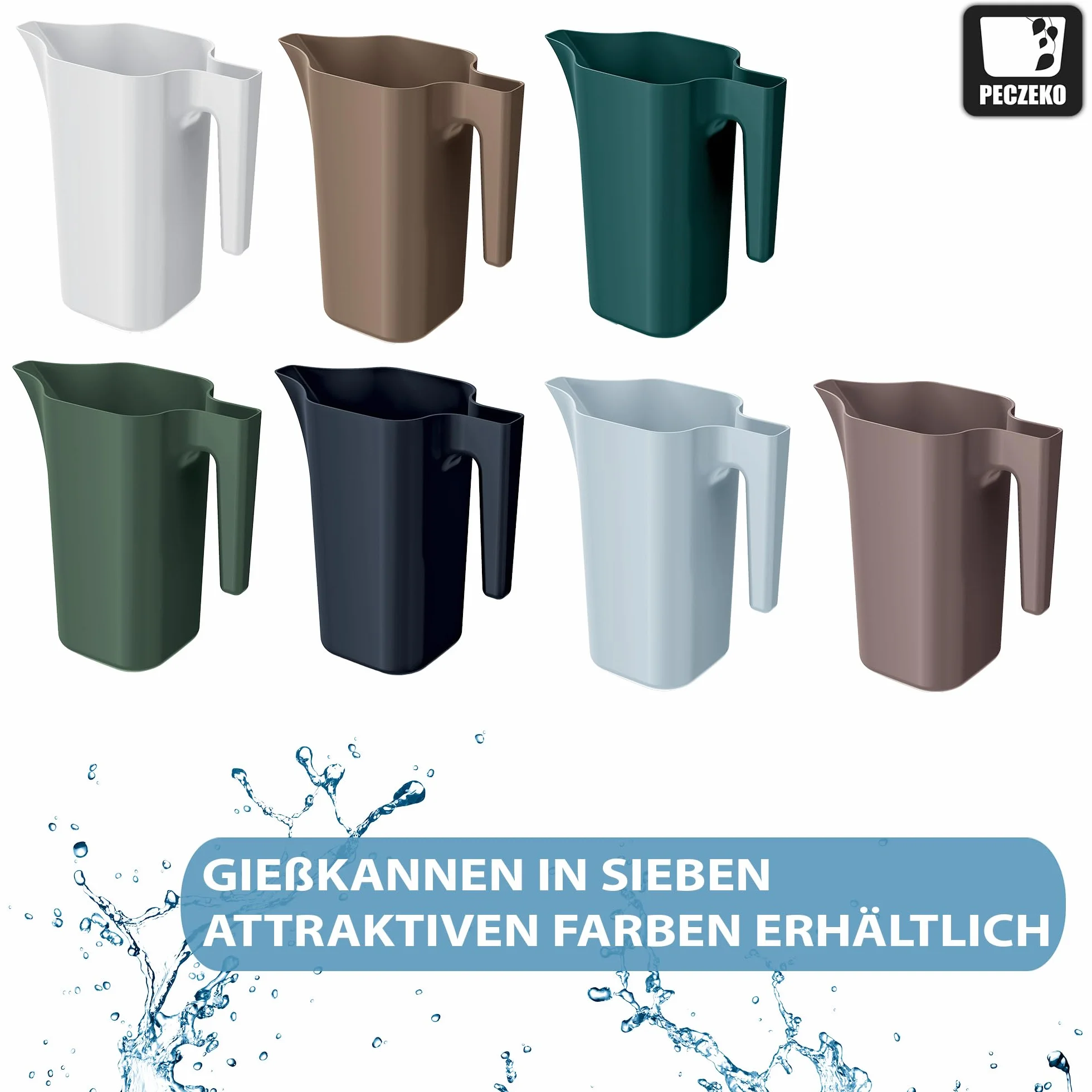 Konewka 1,8 l do domu i ogrodu - z wytrzymałego plastiku - konewka do łatwego podlewania kwiatów, roślin i roślin doniczkowych, zestaw 2-częściowy (2 opakowania) czekolada