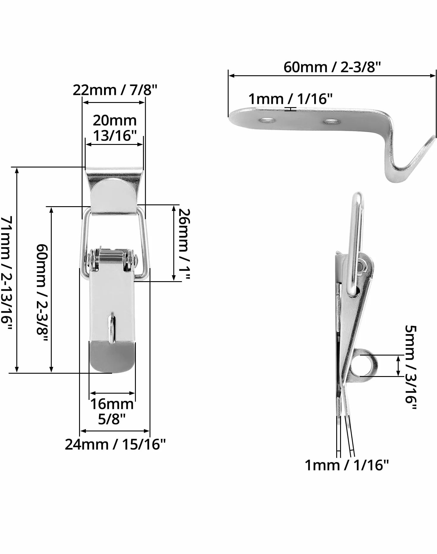 QWORK® 8 sztuk wytrzymałych zapięć zaciskowych 72 x 24 mm, mocowanie narożne, zamknięcie zatrzaskowe, bezpieczne zamknięcie do zamykania skrzynek i przyczepki