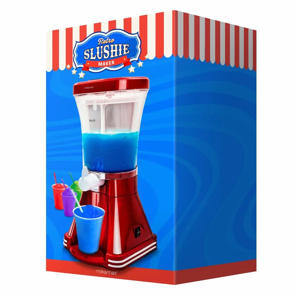 MikaMax Maszyna do lodów w stylu retro – Slushie Maker, pojemność 1 l, 20 W – do slushies i mrożonych napojów – działa tylko z napojami zawierającymi cukier