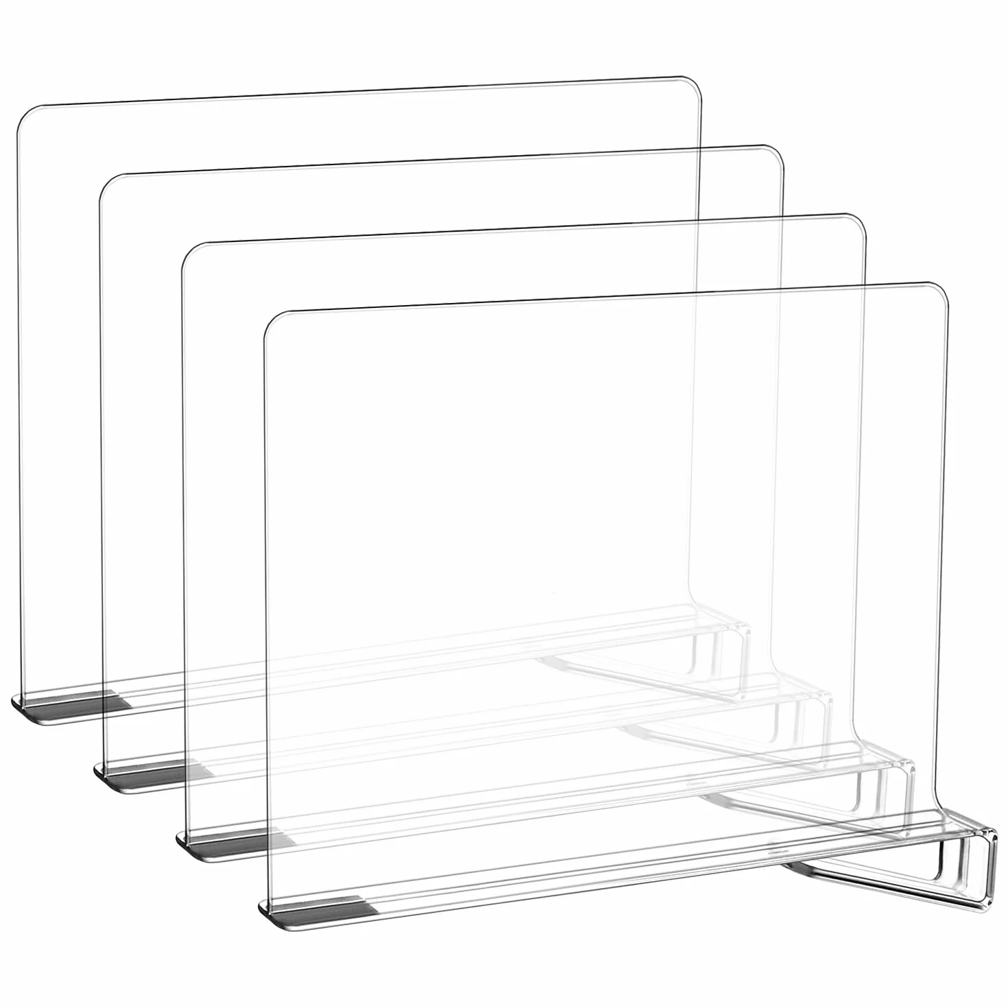 QWORK® 4 sztuki podziału półek do szaf, szafek, przeźroczyste, akrylowe, organizer do szafy na ubrania