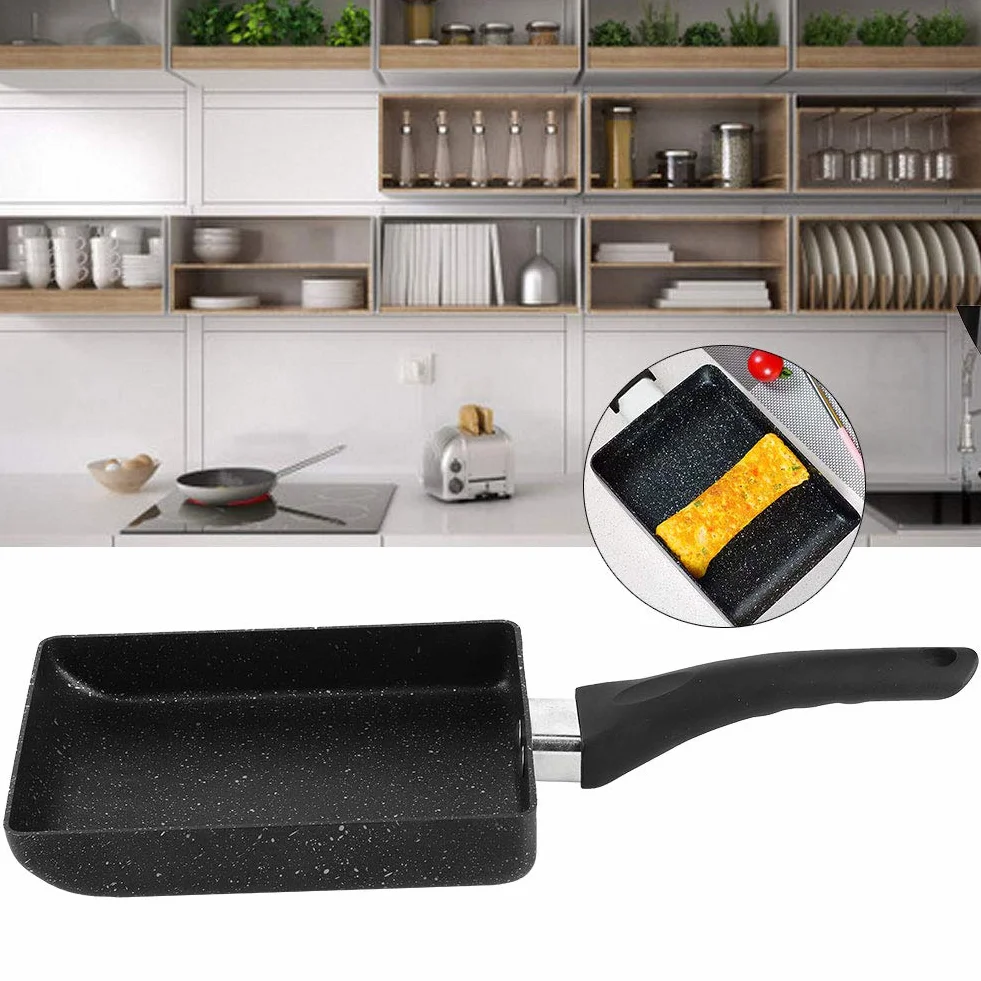 Tamagoyaki kwadratowa patelnia do omletów do jajek, japońska patelnia, nieprzywierająca powłoka ceramiczna, mini kuchenka z uchwytem chroniącym przed oparzeniem, kompatybilna z kuchenką gazową i płytą