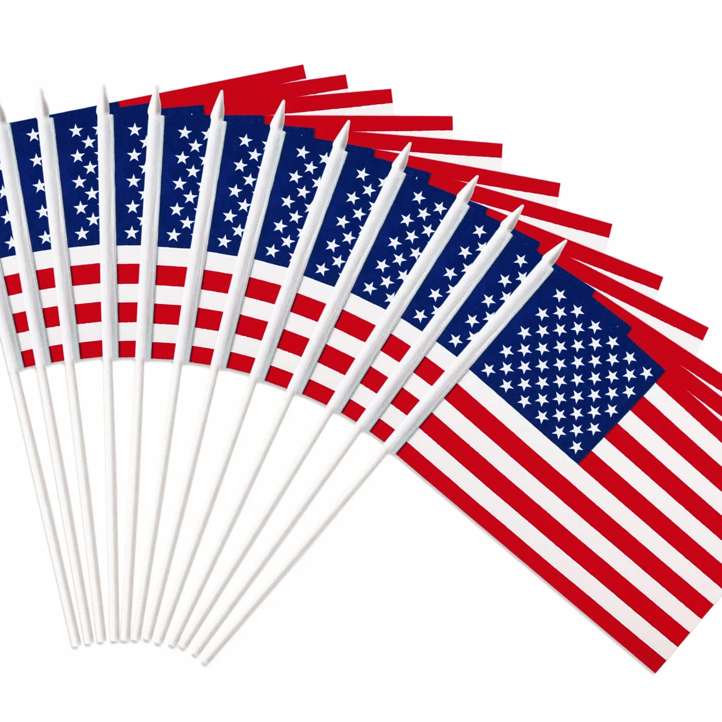 Anley American US 5x8 "HandHeld Mini Flag z 12" White Solid Pole - Flaga USA, żywy kolor i odporność na światło - Stany Zjednoczone Ręczne flagi 5 x 8 cali