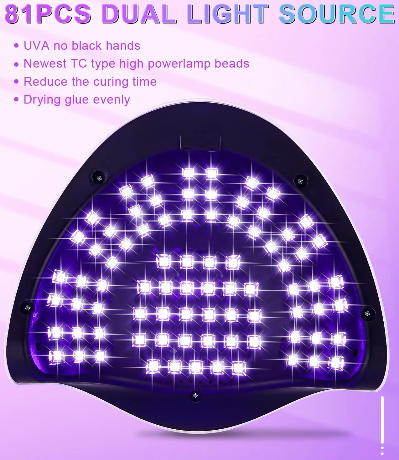 Lampa UV do paznokci 380 W, 81 LED lakier żelowy do paznokci, 4 timery, wyświetlacz LCD, automatyczny czujnik, szybka suszarka, nadaje się do wszystkich lamp