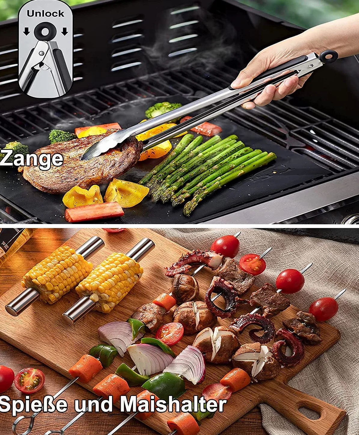 MUJUZE 21 szt. akcesoriów do grillowania, bardzo gruby zestaw do grillowania ze stali nierdzewnej, zestaw do grillowania z fartuchem, idealny na Dzień Ojca, urodziny, Boże Narodzenie i nie tylko