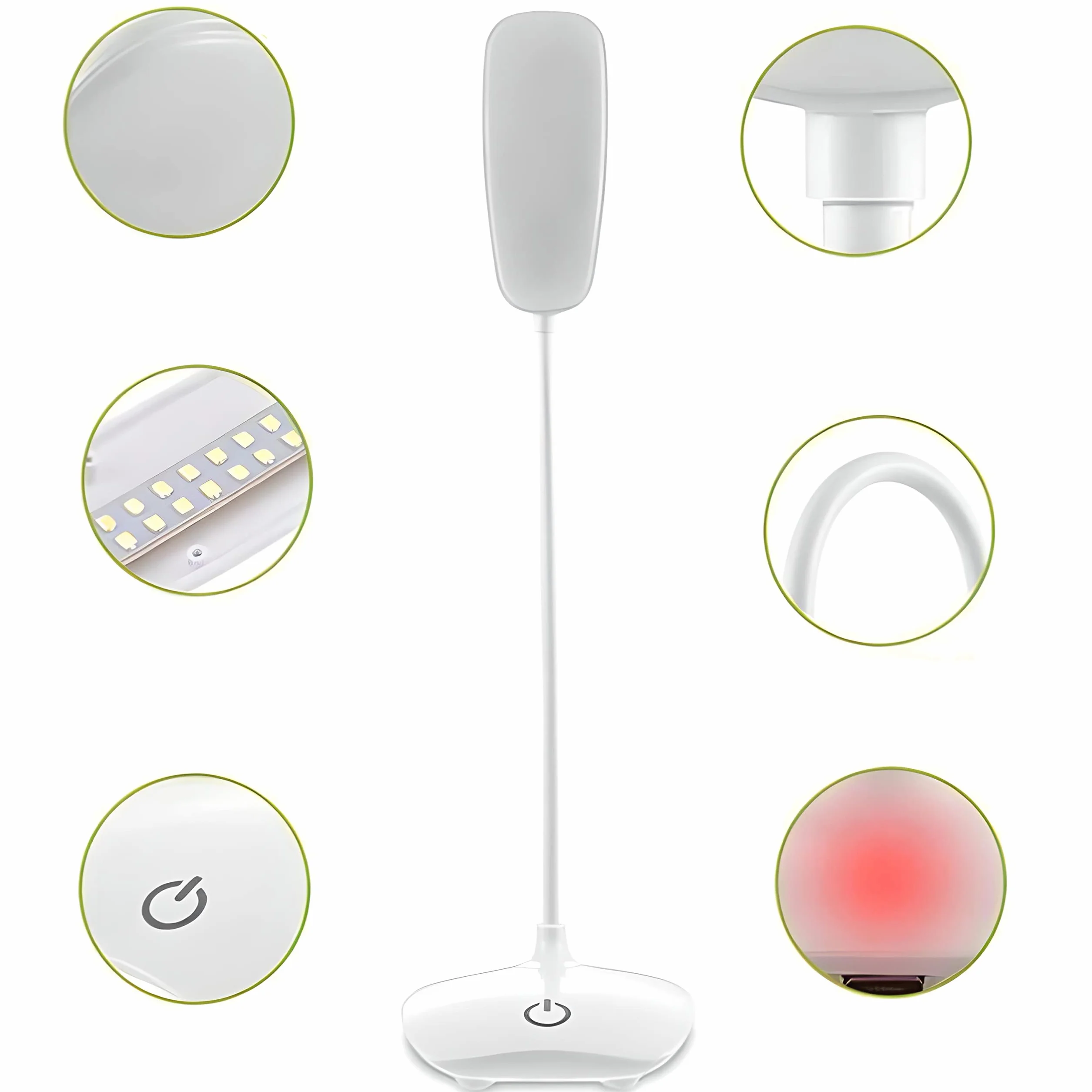 Retoo Dotykowa lampa biurkowa LED ze ściemniaczem i 3 poziomami jasnosności, Elastyczna lampka szkolna na biurko dla dzieci z USB, regulacją i ochroną oczu, Kreślarska, do szkoły, pracy, domu, biura