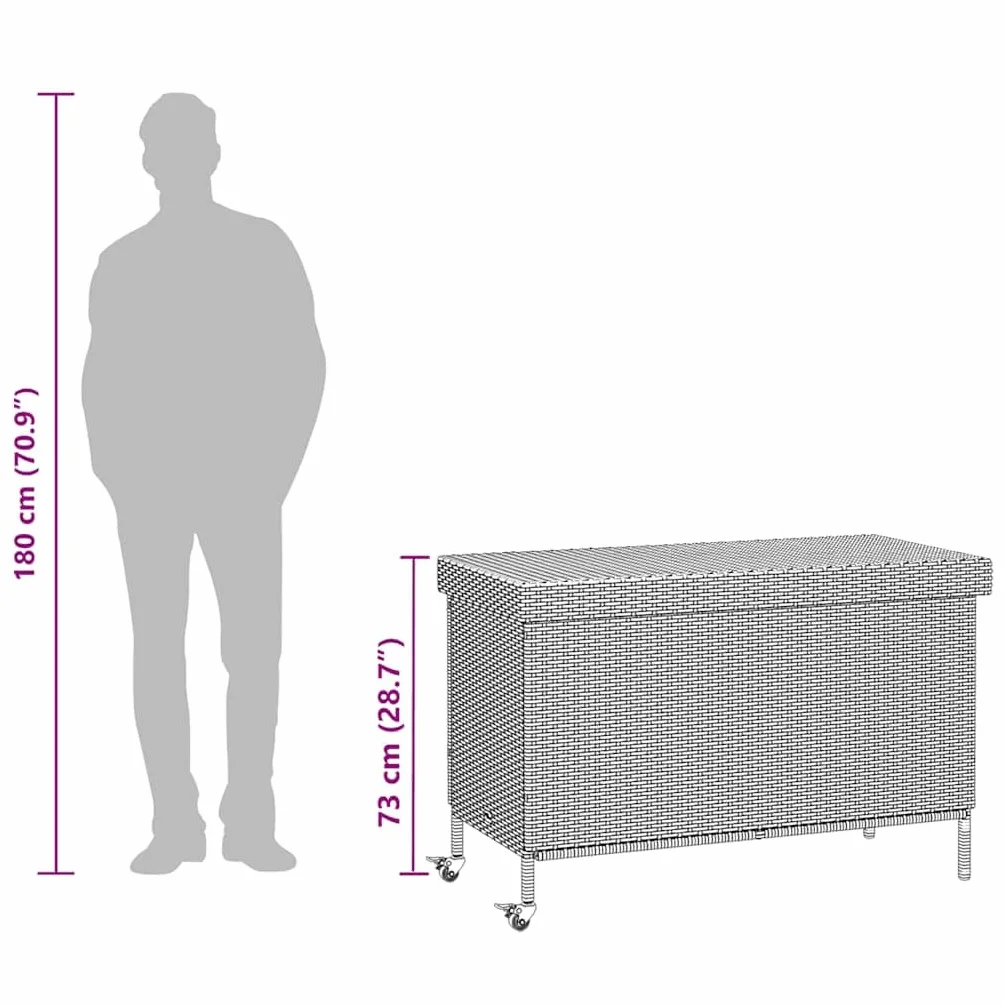 vidaXL Skrzynia ogrodowa z kółkami, beż, 110x55x73 cm, polirattan, skrzyniaogrodowa, skrzynia na balkon, skrzynka ogrodowa, skrzynia na taras