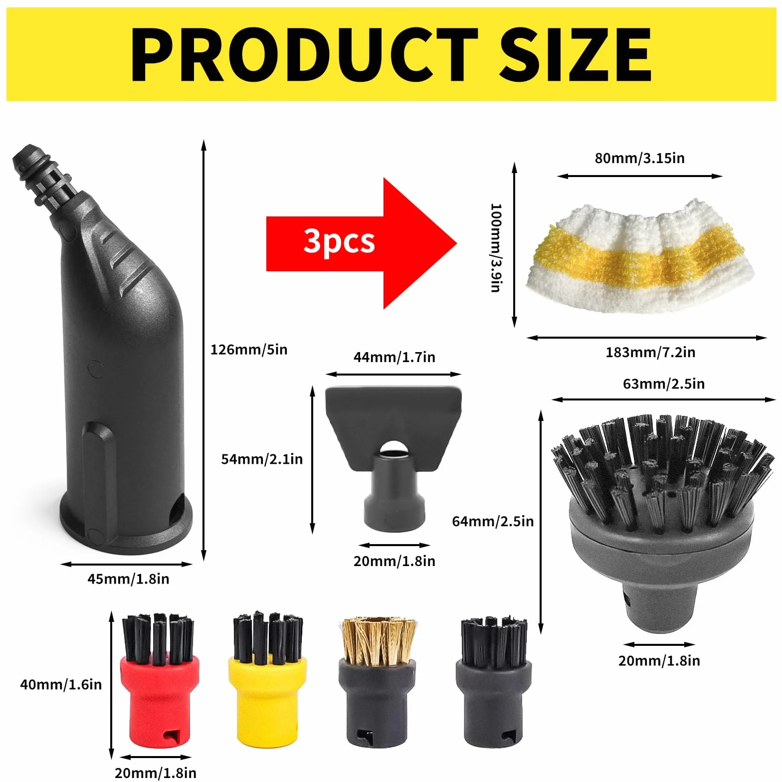 10 sztuk akcesoriów do odkurzacza parowego Kärcher Easyfix SC1, SC2, SC3, SC4, SC5, akcesoria, zestaw szczotek okrągłych, szczotka do czyszczenia parą, części zamienne