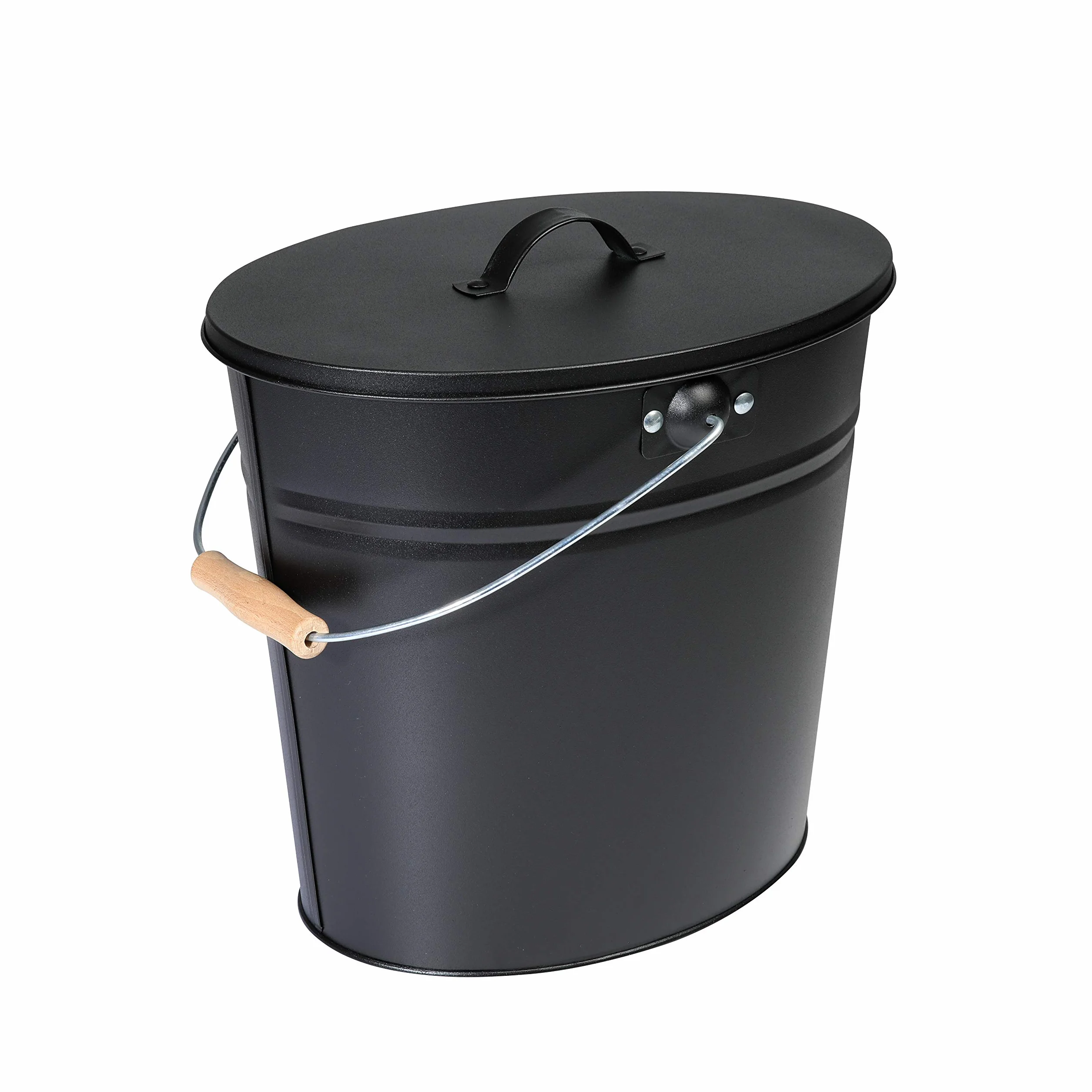 Kamino Flam 333252 wiadro na popiół do kominka, wiadro na węgiel, 24 litry, z pokrywą i uchwytem do noszenia, na węgiel i popiół, kominek, piec, grilla
