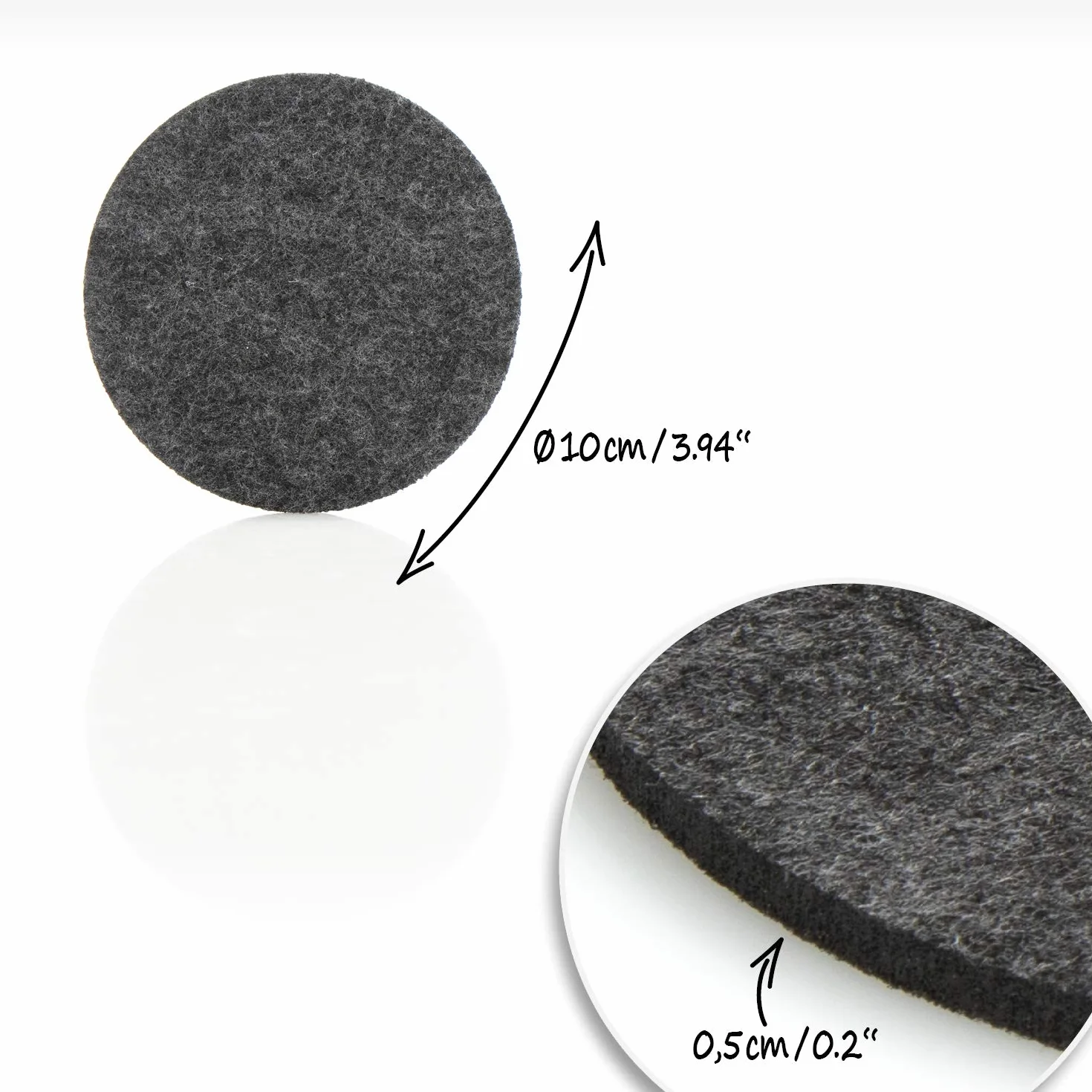 COM-FOUR® 16x filcowe podkladki - ochraniacze na stól wykonane z wytrzymalego filcu - zmywalna podstawa na kubki, szklanki, butelki - podkladki pod kubki Ø 10 cm (Ø 10cm - okragle)