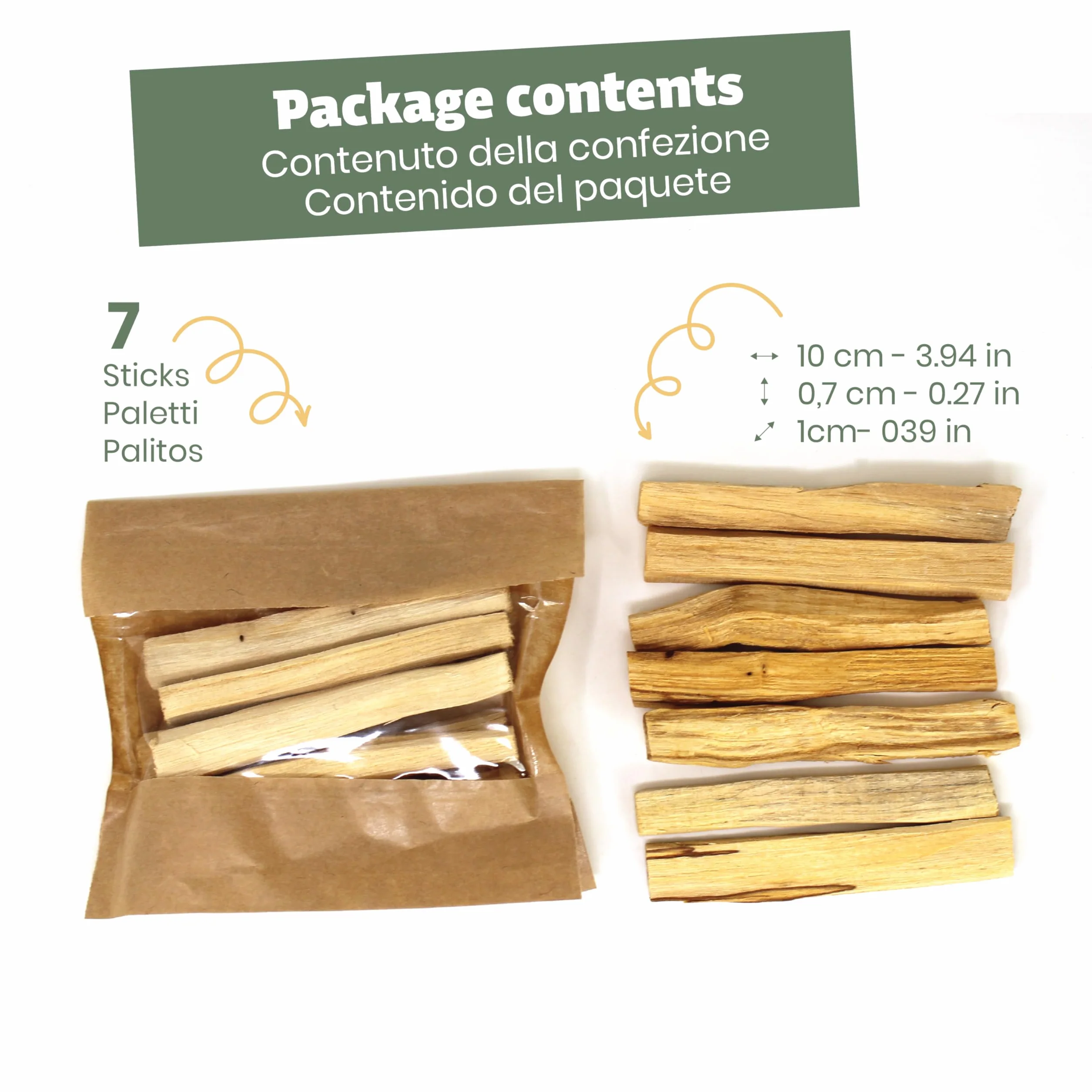NIRDOSH - Palo Santo drewniany pręt Palo Santo do jogi i medytacji - 7 szt., 10 cm, oryginalne i biologiczne kadzidła Bursera Graveolens