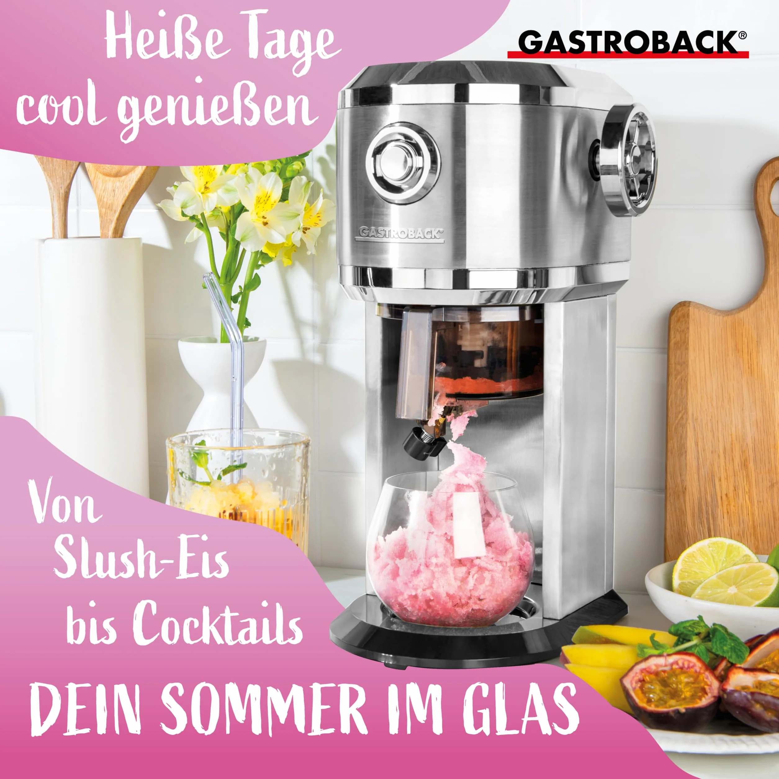 GASTROBACK Maszyna do slushy lodu Snow Cone Slusheis Granita Crushed Shaved Ice regulowana grubość tarki