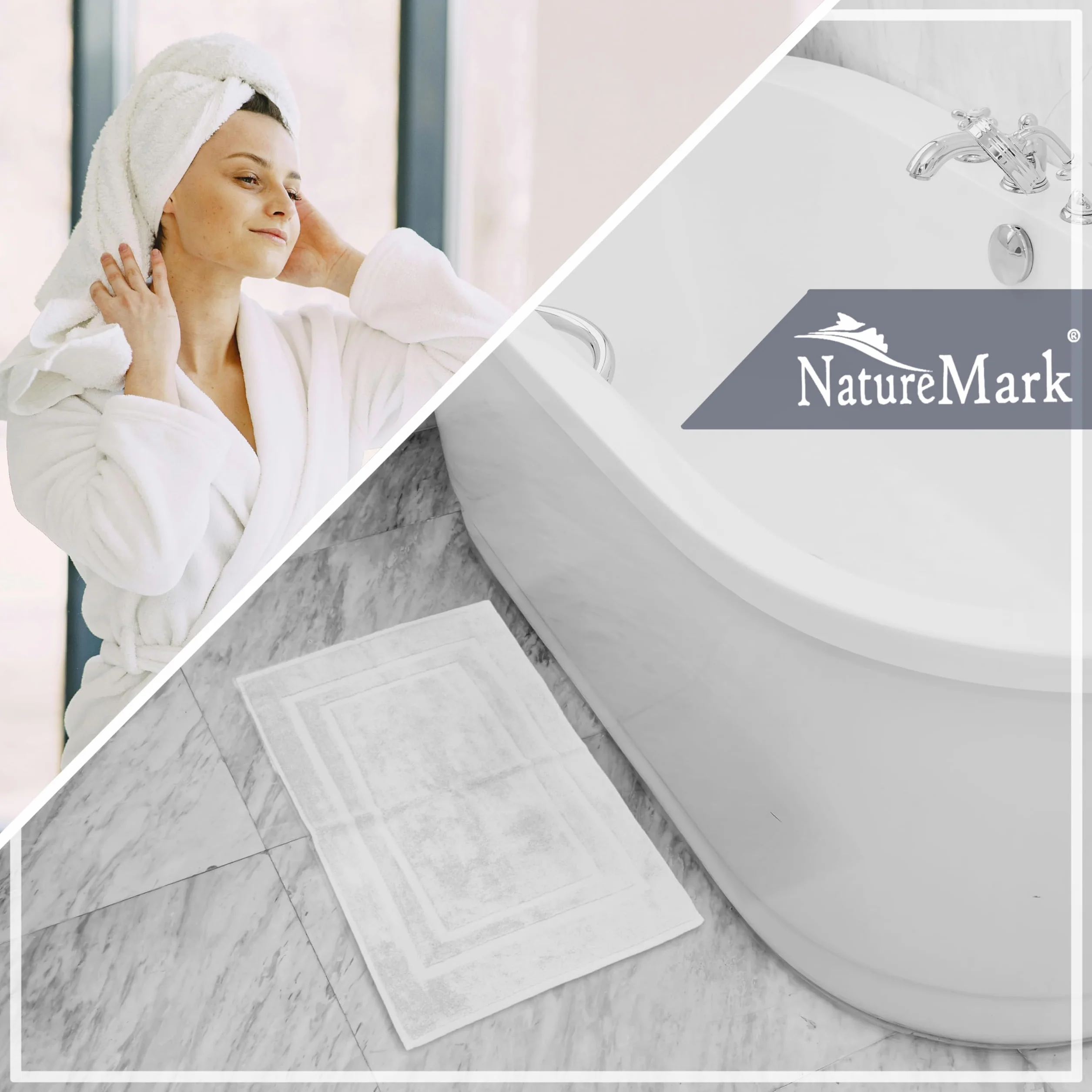 NatureMark Dywanik łazienkowy 100% bawełna 50 x 80 cm dwupak biały