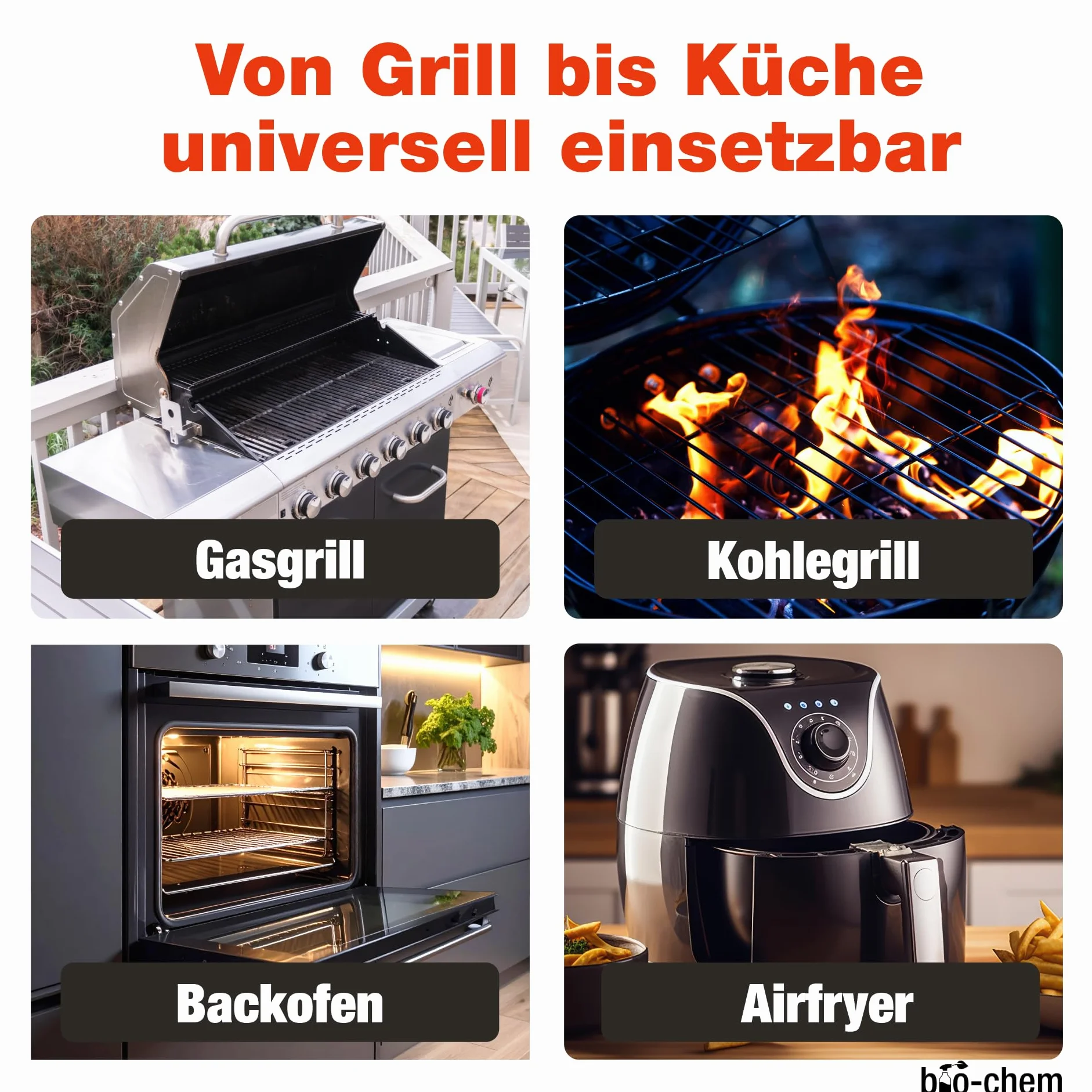 bio-chem BBQ-Cleaner ?rodek do czyszczenia grilla 750 ml + ?ciereczka z mikrofibry efektywne czyszczenie w profesjonalnej jako?ci spray piel?gnacyjny do rusztu do grilla, bezzapachowy i przyjazny