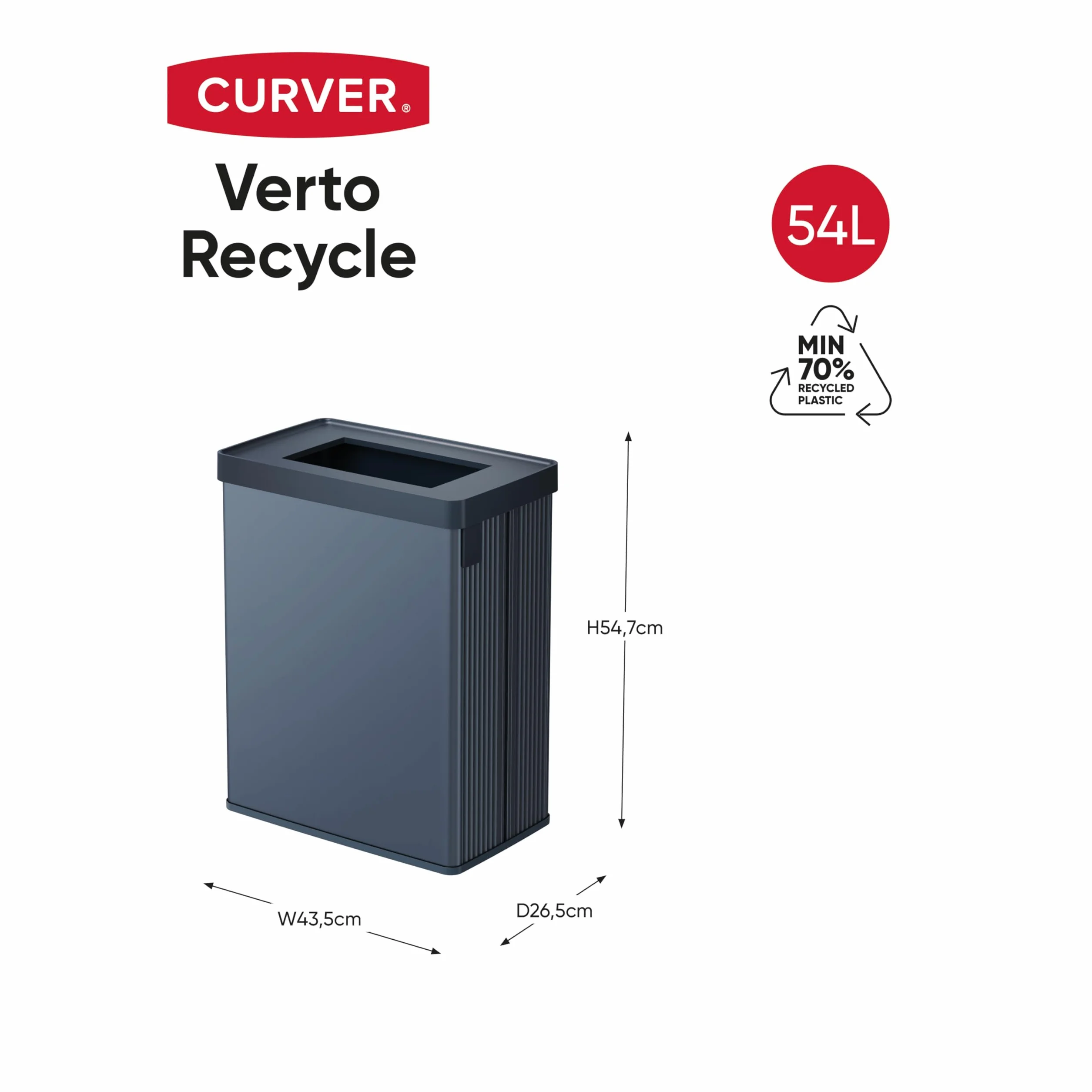CURVER Keter Verto Kosz do recyklingu 54 l, podwójne przegrody, pokrywa z recyklingu, łatwe sortowanie, elegancki design, perłowy niebieski