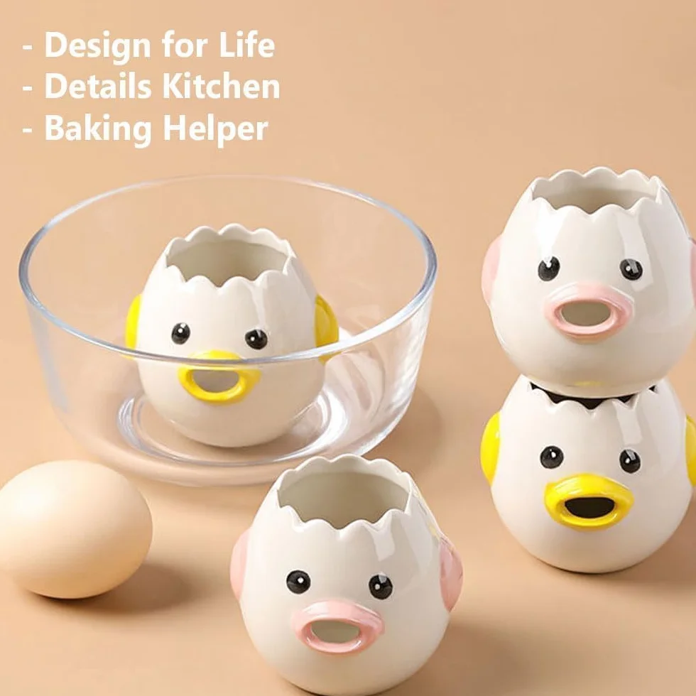 Ceramiczny separator jajek, mini rozdzielacz białka i żółtka, narzędzie do pieczenia, różowy + żółty
