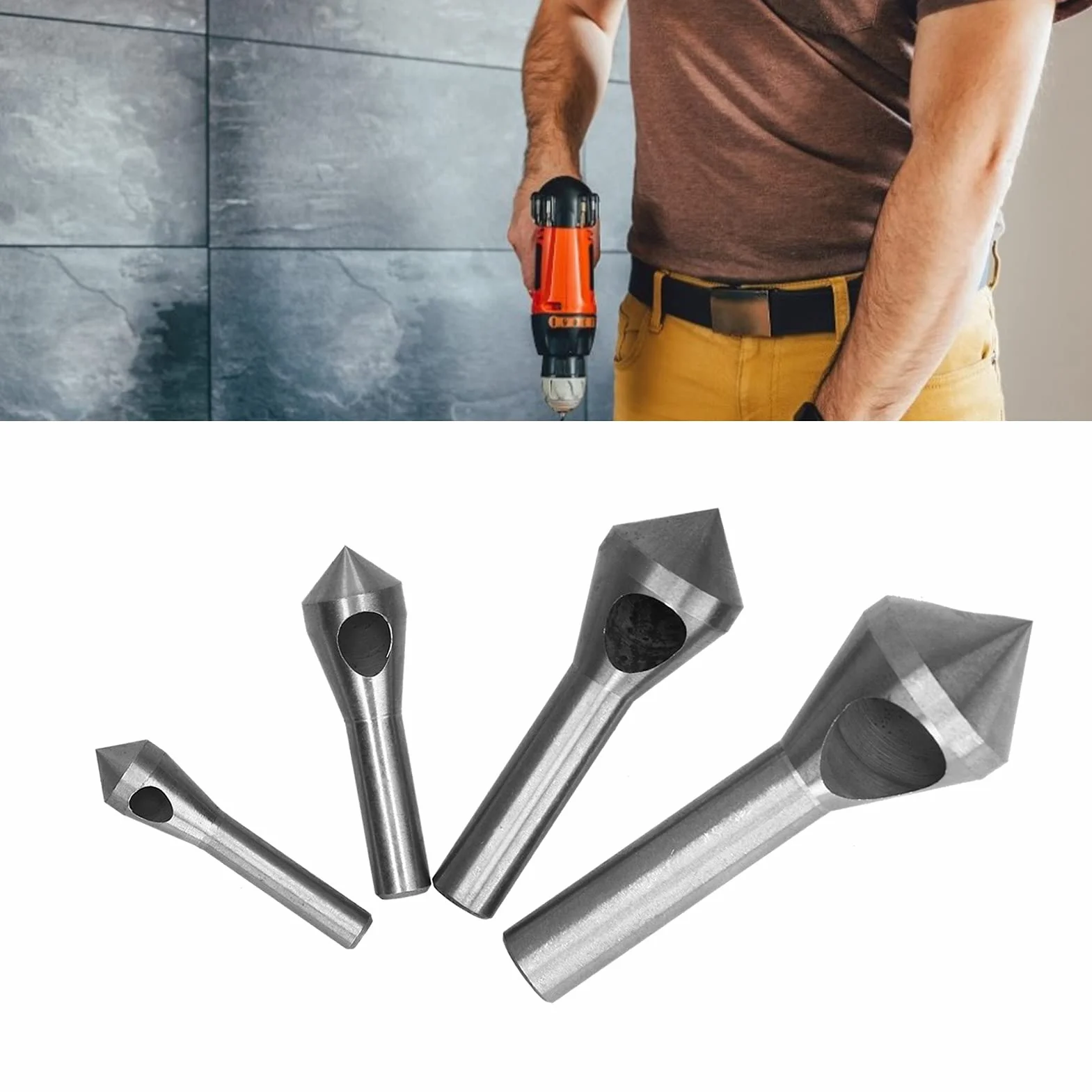 Countersink Drill Bit Set 4PCS | 4241 High Speed Steel Deburring Tool | Chamfering Tool for Carbon Steel/PVC Plates/Insulating Plates | 2-20mm Oblique Hole