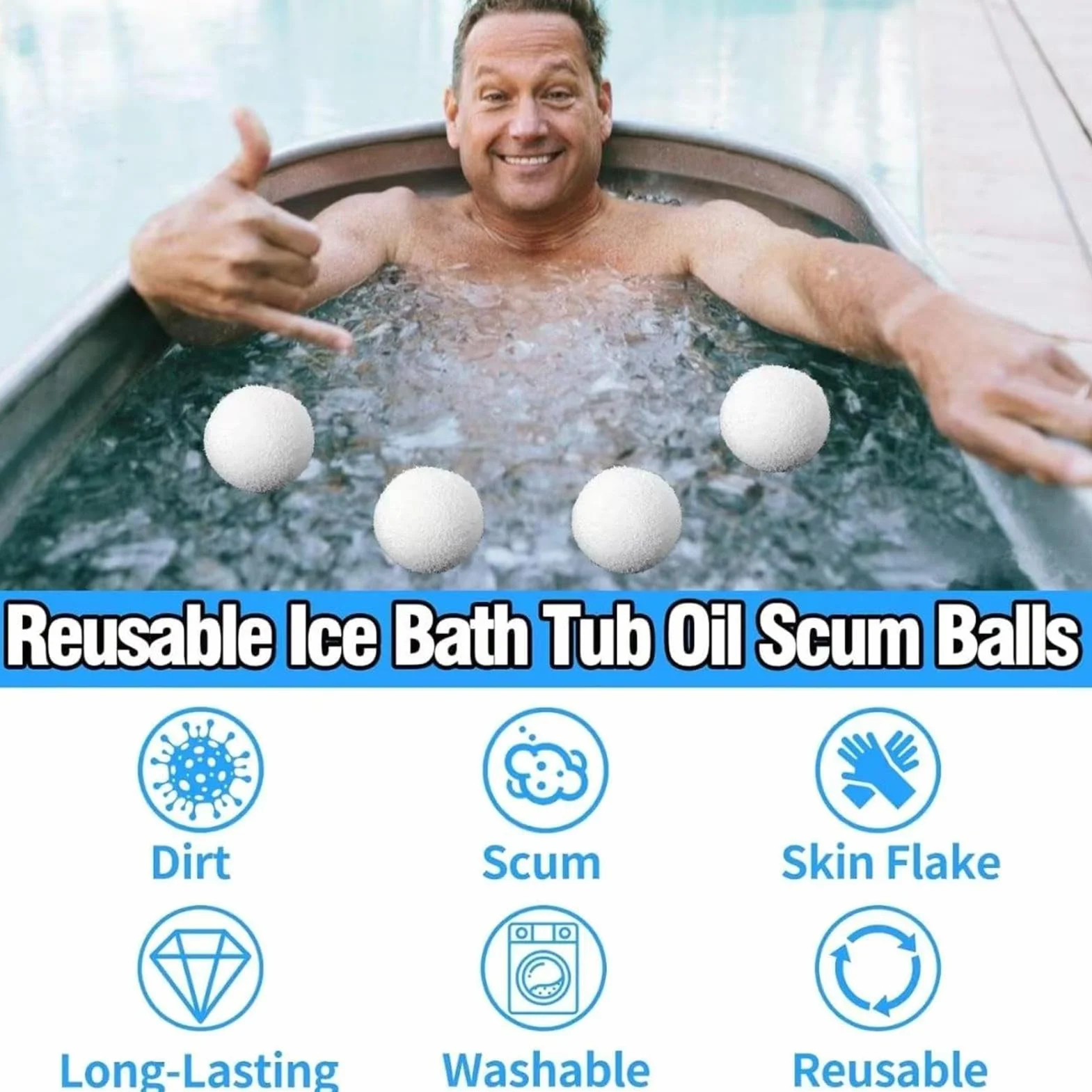 Hot Tub Sponge Scum Absorber - Cold Plunge Filter Balls - Wielokrotnego użytku do kąpieli do lodów Filter Oil Scum Balls, 2 x akcesoria do kąpieli lodowej i zimnych