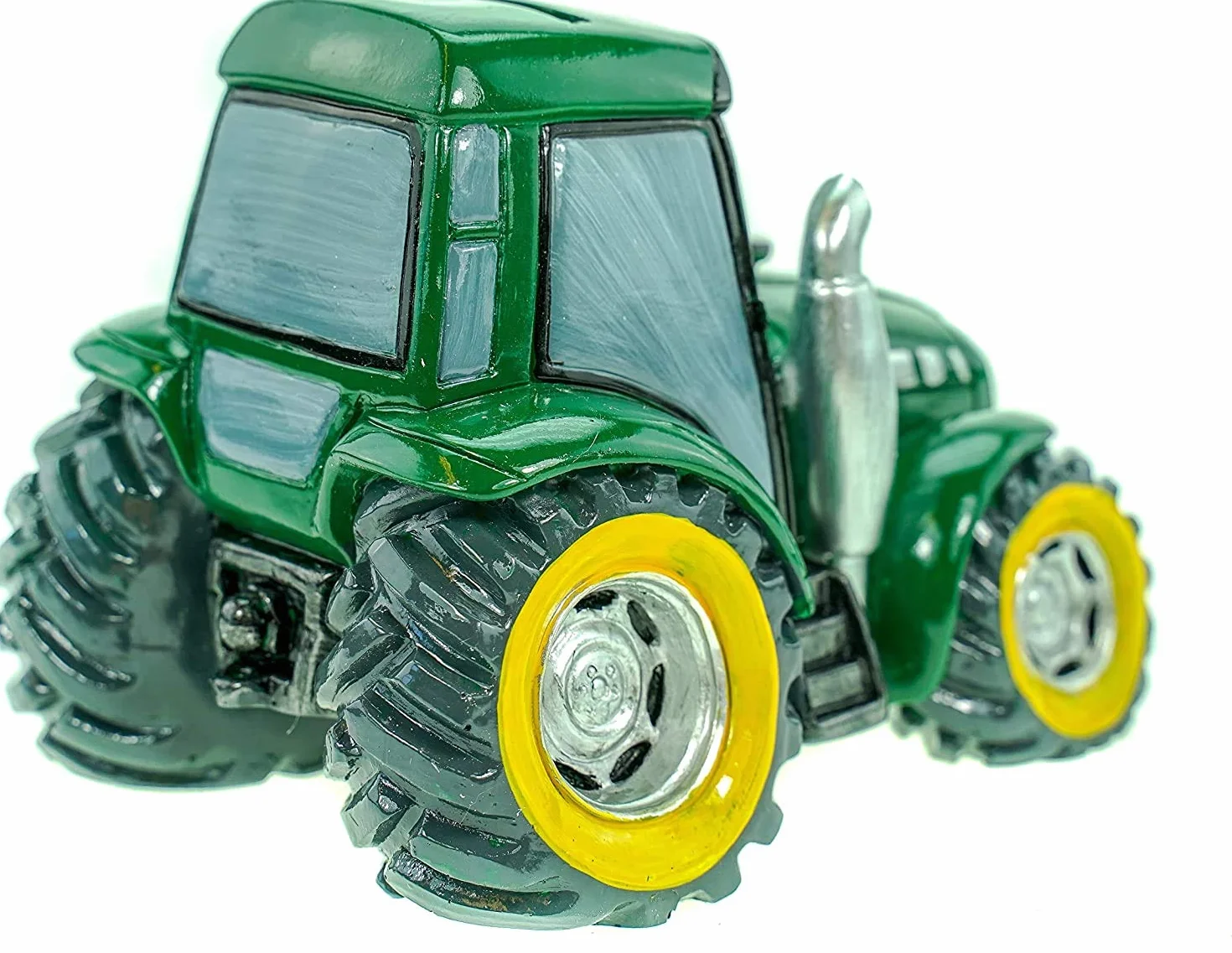 przepiękna skarbonka, skarbonka, traktor z kroplami w kolorze zielonym