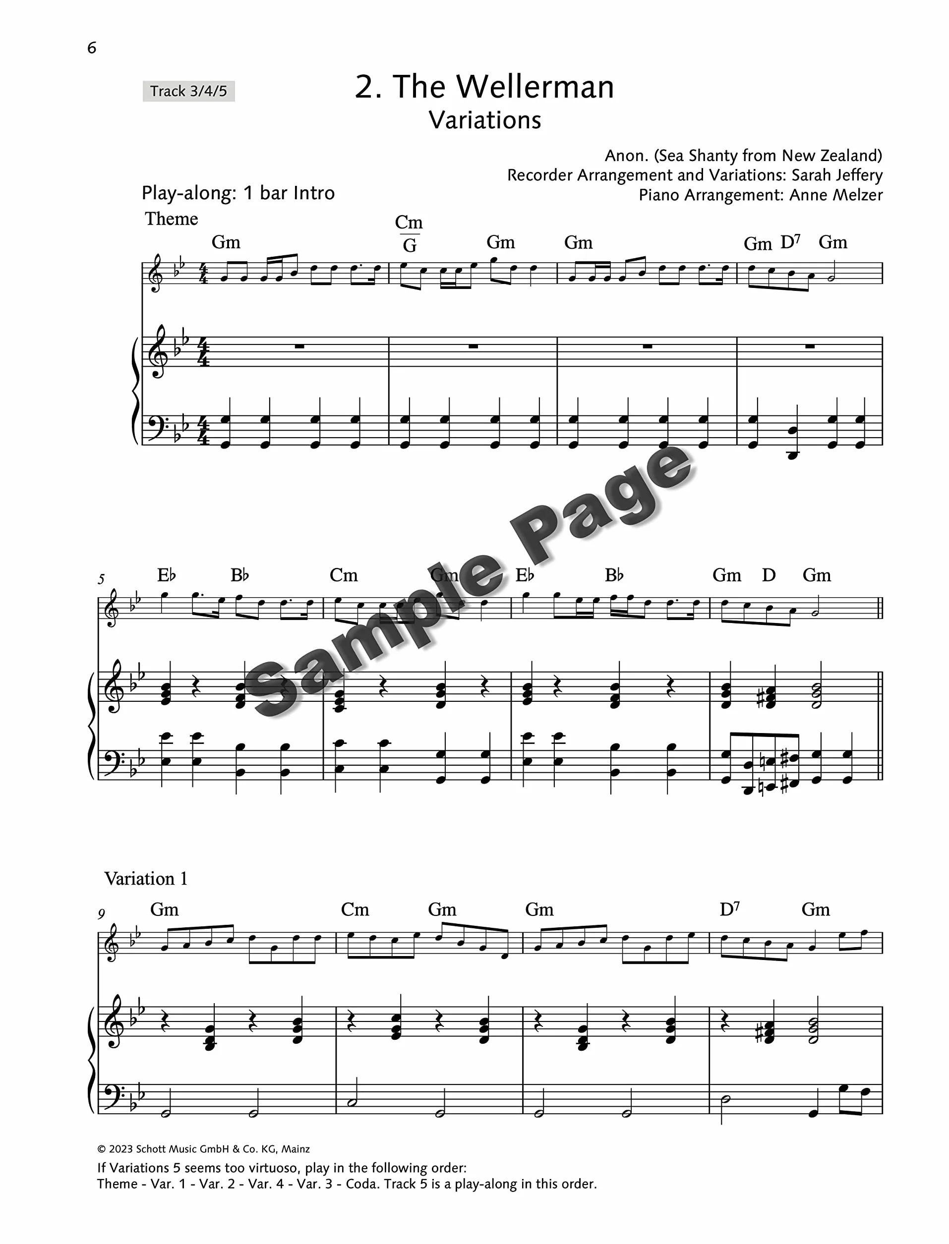 My Favourite Melodies: for soprano recorder (tenor recorder) and piano.