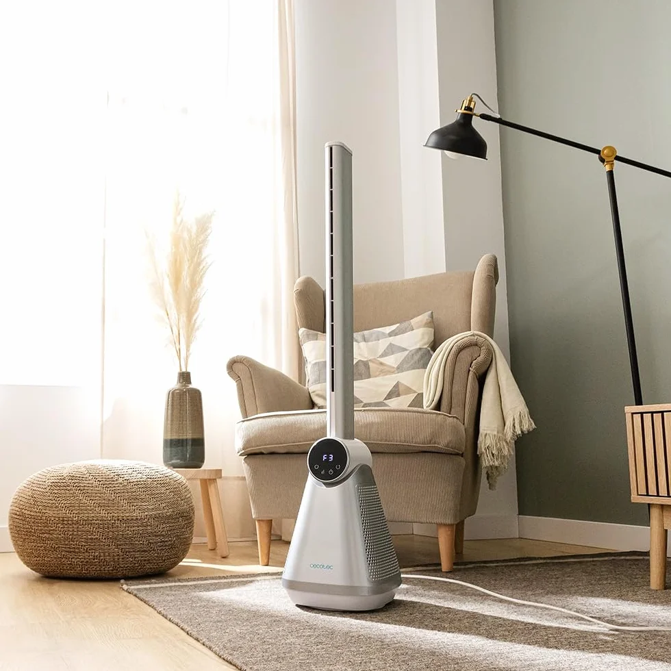Cecotec EnergySilence 9890 Skyline Bladeless Tower Fan 39" 50W LED Touch Screen Remote 3 Speeds Timer Oscillation