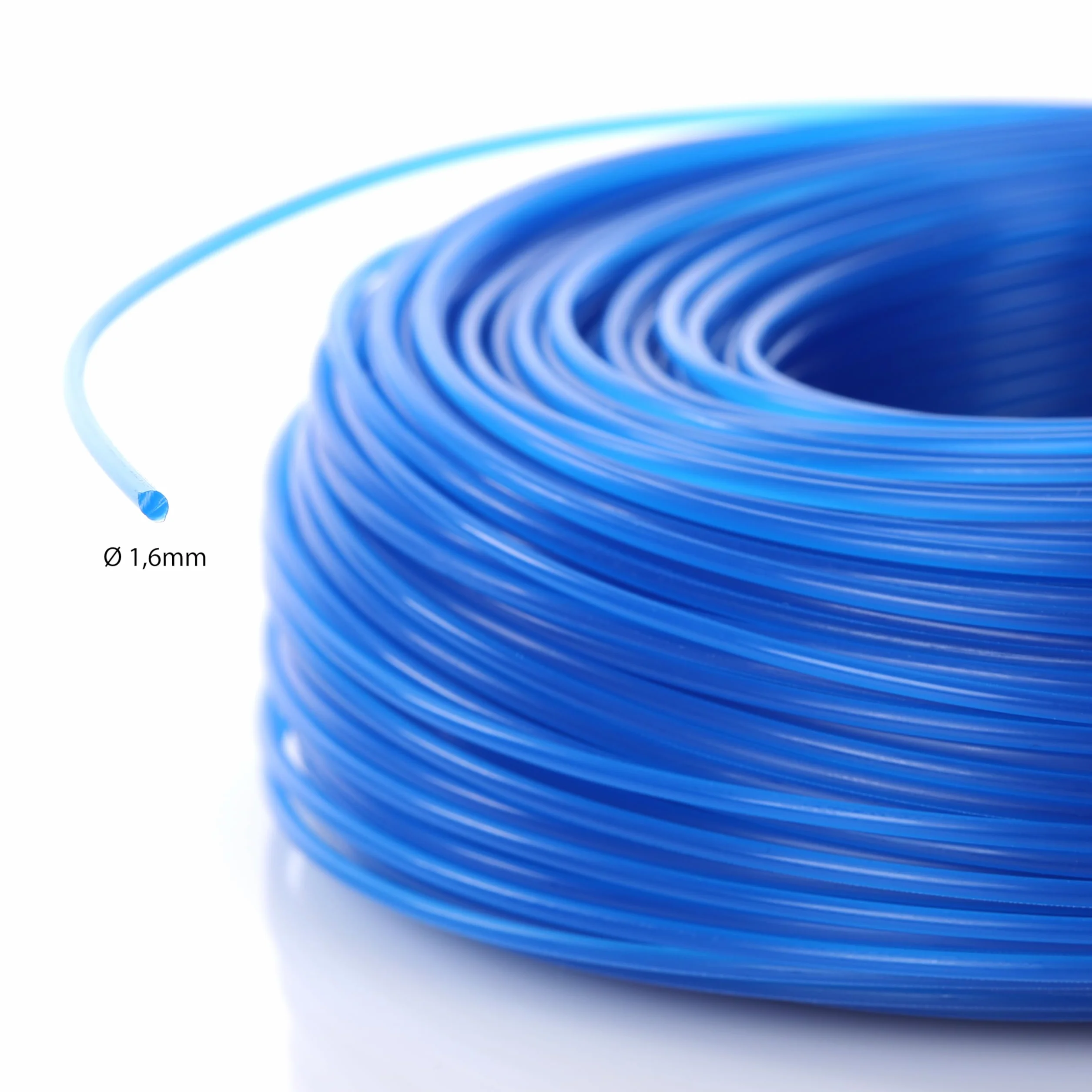 Nylonowa żyłka do podkaszarki do trawy i podkaszarki – nadaje się do przycinania trawnika, krawędzi trawnika i chwastów – niebieska, 1,6 mm x 100 m
