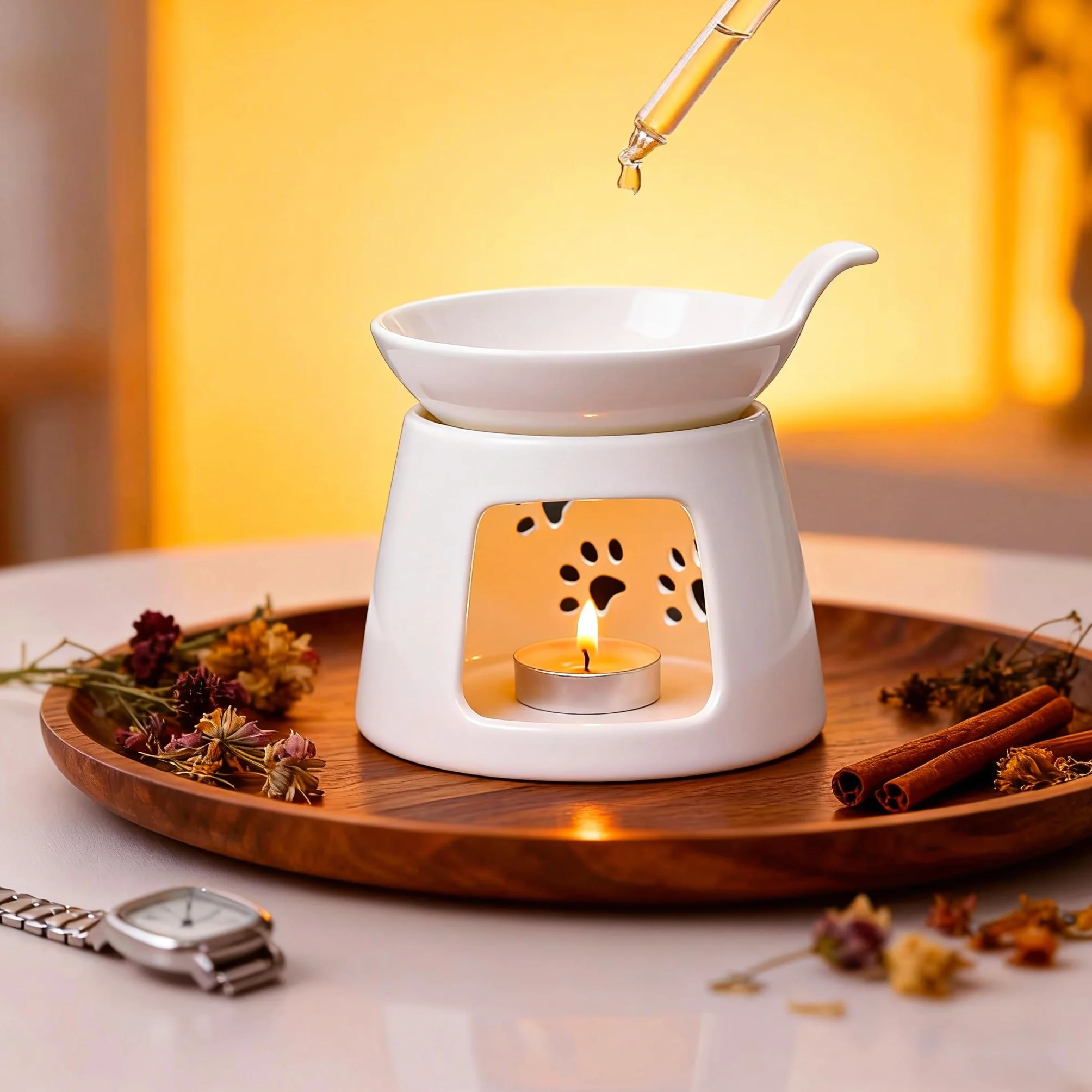 Ceramiczne palniki do topienia wosku białe, podgrzewacz wosku do świec typu tea light, palnik olejków eterycznych, palnik woskowy do świec, lampa dyfuzor zapachowy do jogi aromaterapii do