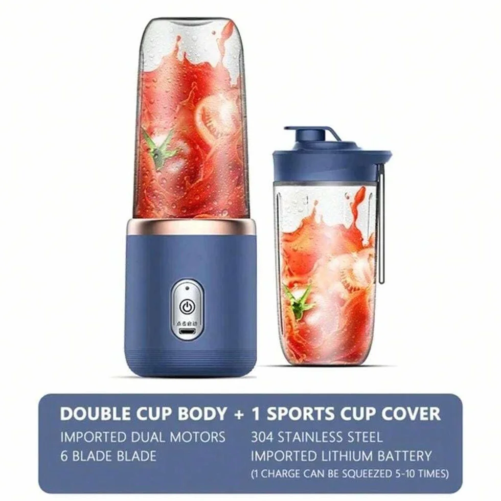 Stock Lider - przenośny mikser do smoothie lub smoothie, osobisty mikser, przenośny blender, bezprzewodowy blender do owoców, do ładowania USB, na kemping, do fitnessu. (niebieski)