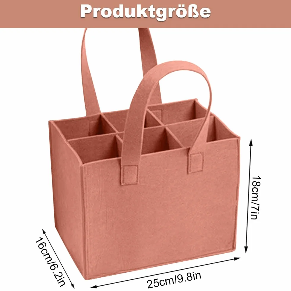 Filcowa torba na butelkę wina 6 butelek khaki 25 x 16 x 18 cm