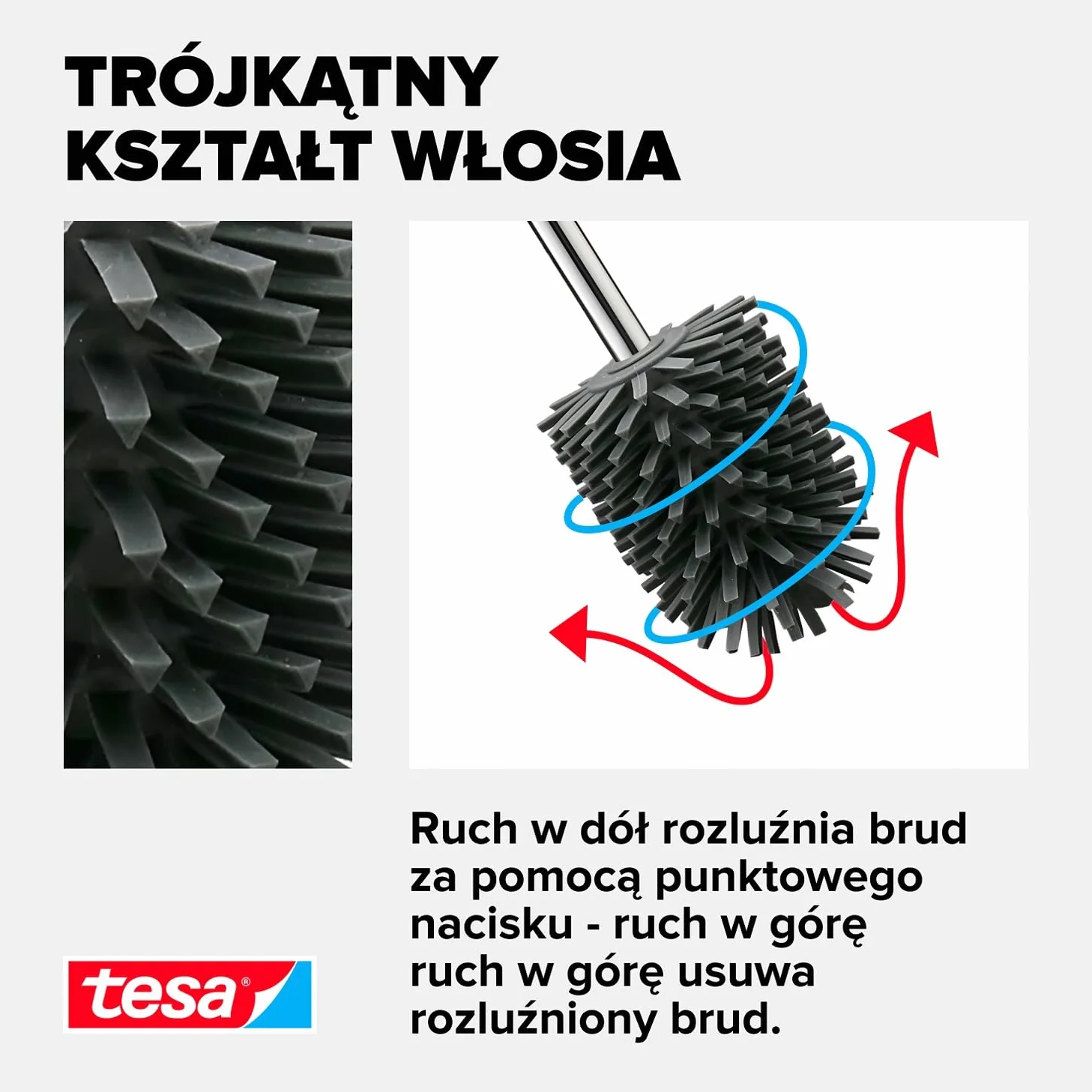 tesa silikonowa szczotka do toalet wymienna chromowany metalowy uchwyt 37,4 x 7,1 x 7,4 cm ciemnoszara