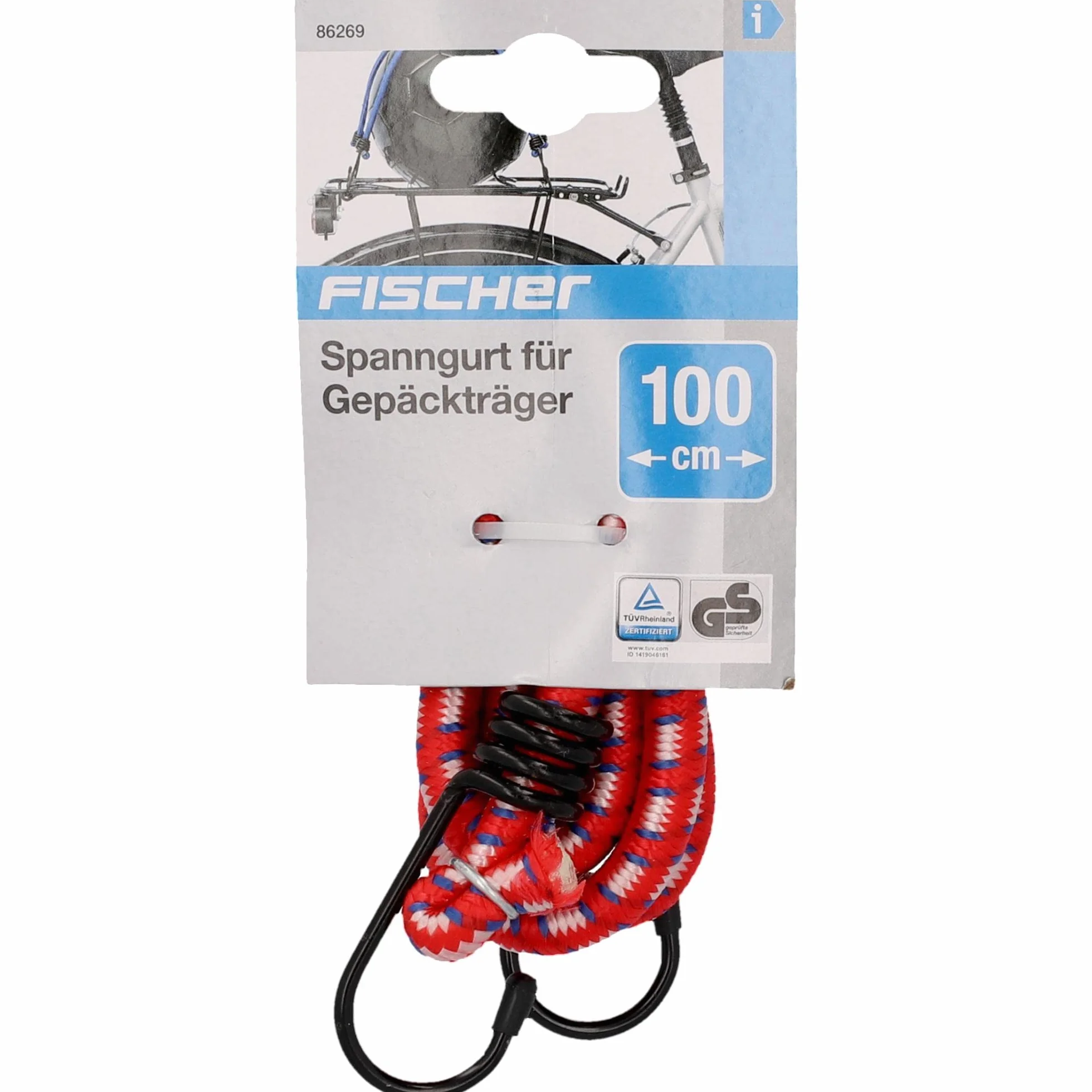 Fischer Pas mocujący dla dorosłych 100 cm TÜV Rheinland GS/Standard EK5/AK8 11-01.1:2011 AfPS 2014:01, czerwony, 100 cm