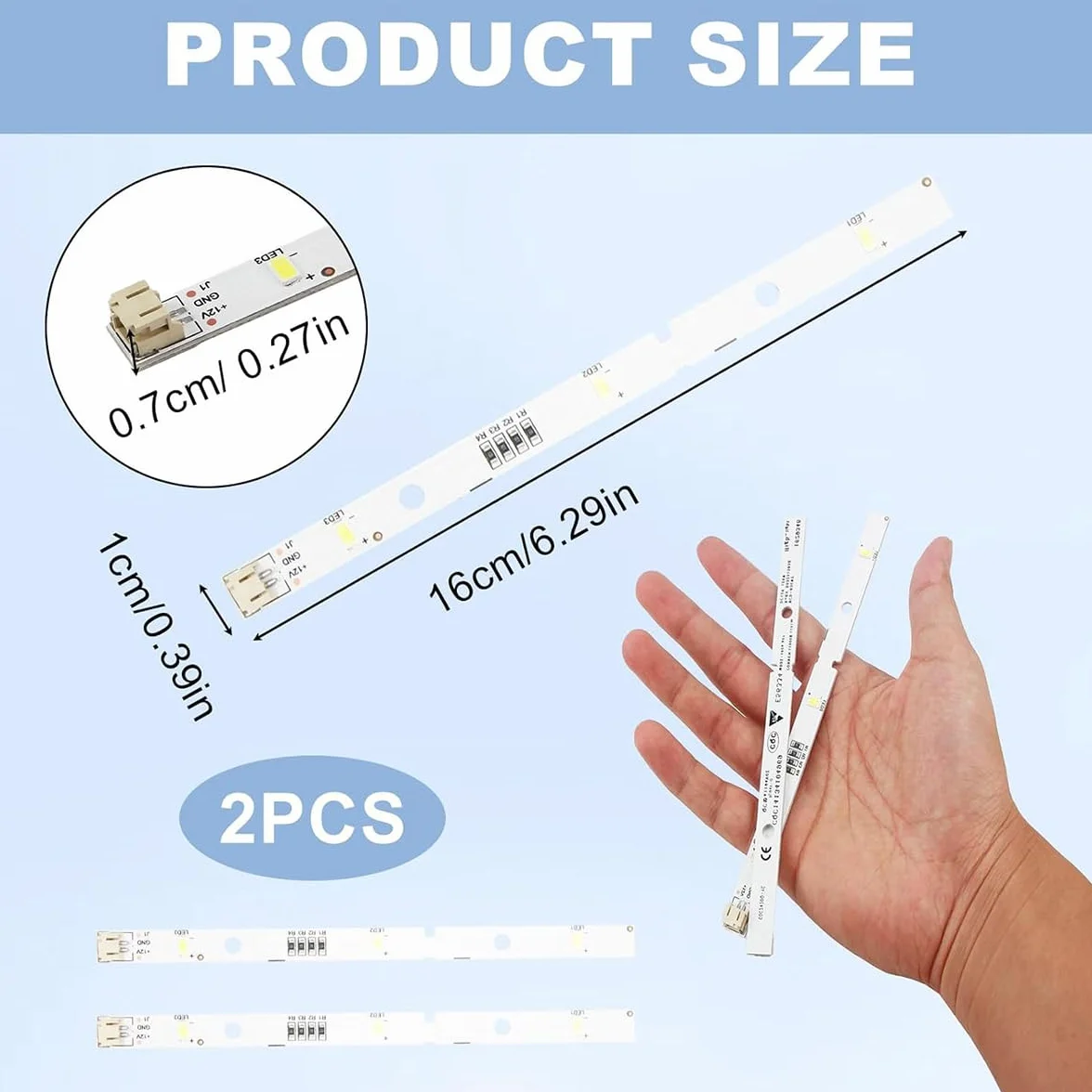 Comioke 2 x listwa świetlna LED do listwy świetlnej RONGSHENG/HISENSE E349766 MDDZ-162A 1629348 DC12V 2W żarówka wymienna do lodówki Kenwood KIFF5017 KIFF5020 KIFF7020