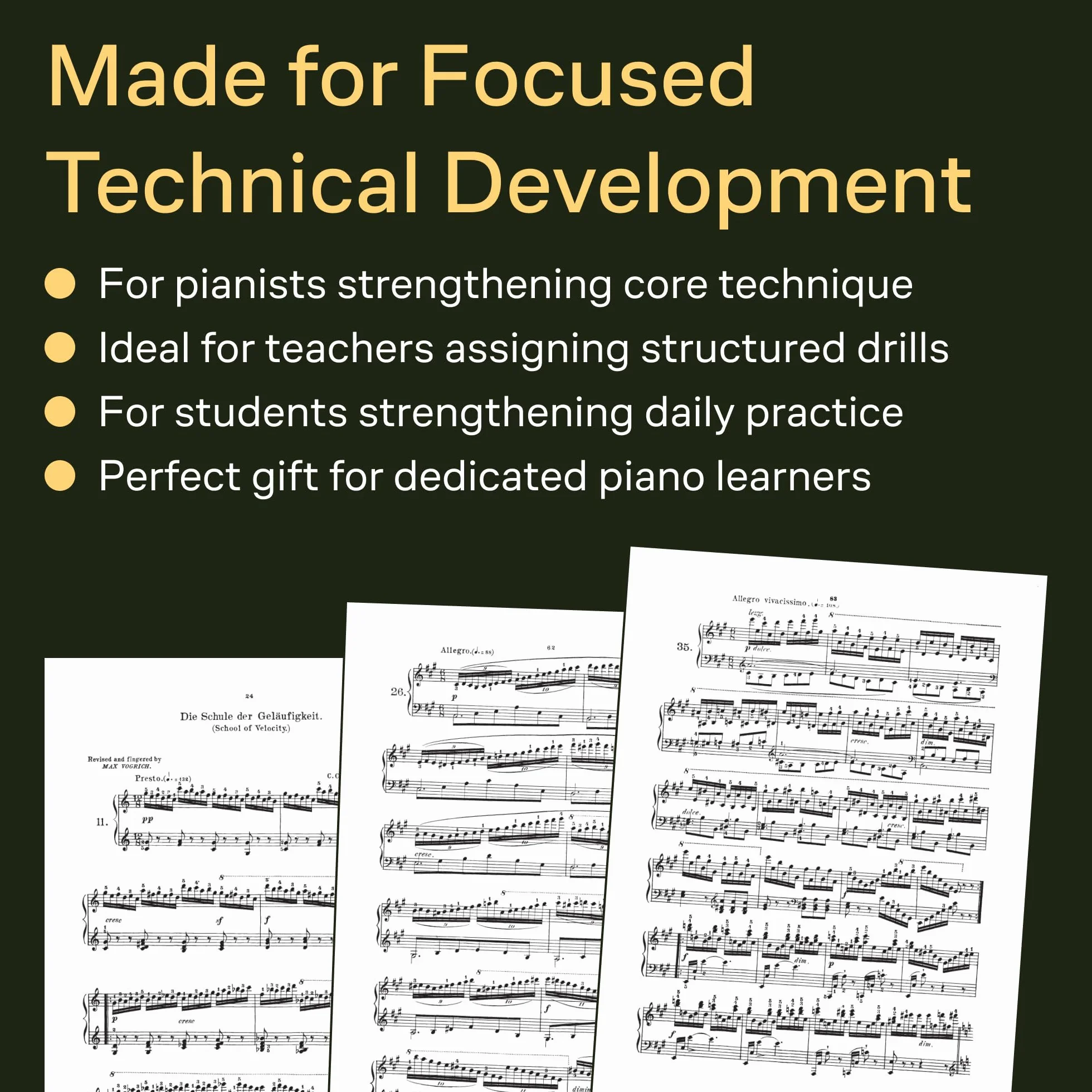 Carl czerny: the school of velocity op.299 (complete) piano: Schirmer Library of Classics Volume 161 Piano Technique