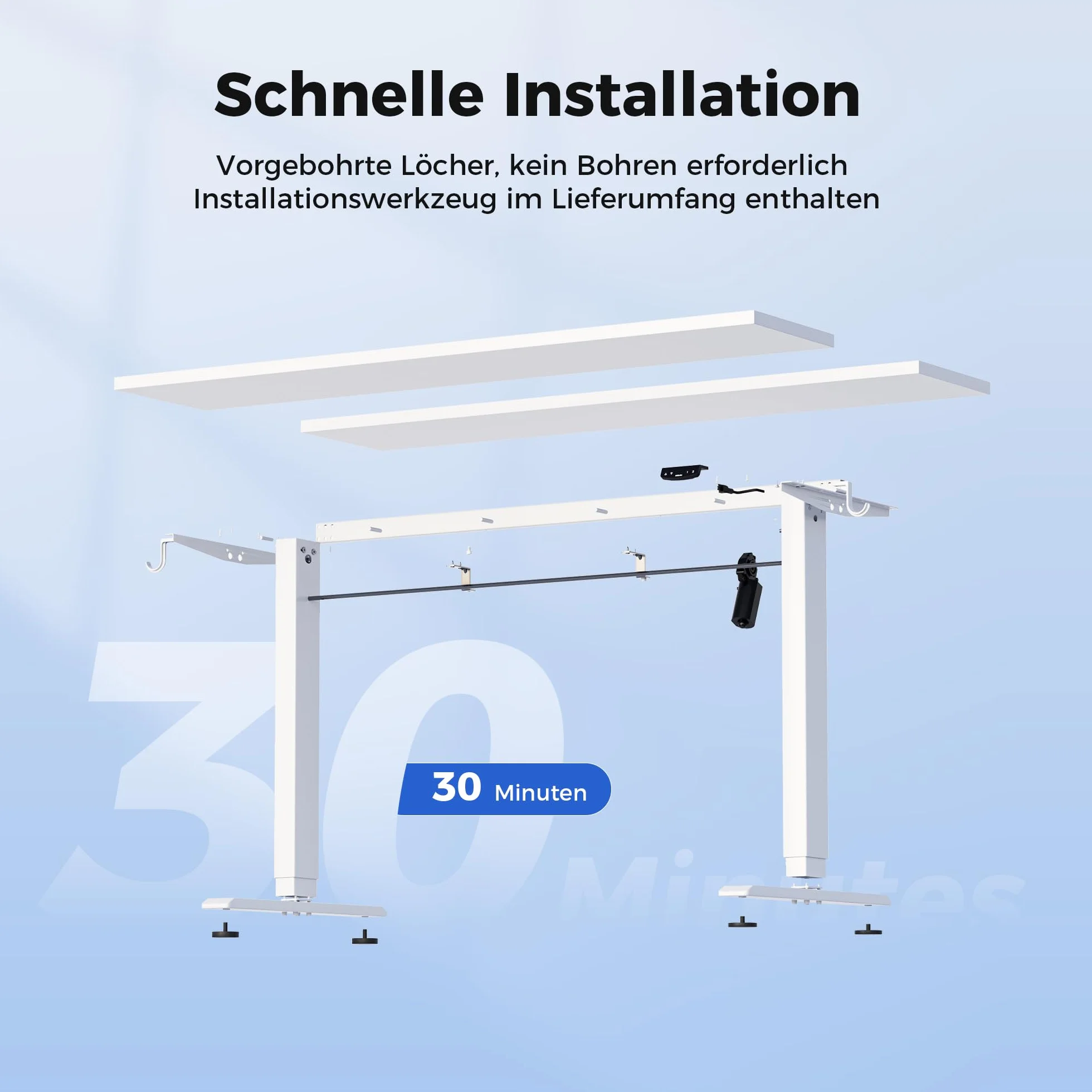 Agilestic Biurko z regulacją wysokości 100 x 60 cm, stabilne biurko z elektryczną regulacją wysokości i ręcznym sterowaniem z pamięcią, ergonomiczne biurko do pracy na stojąco lub siedząco, biały