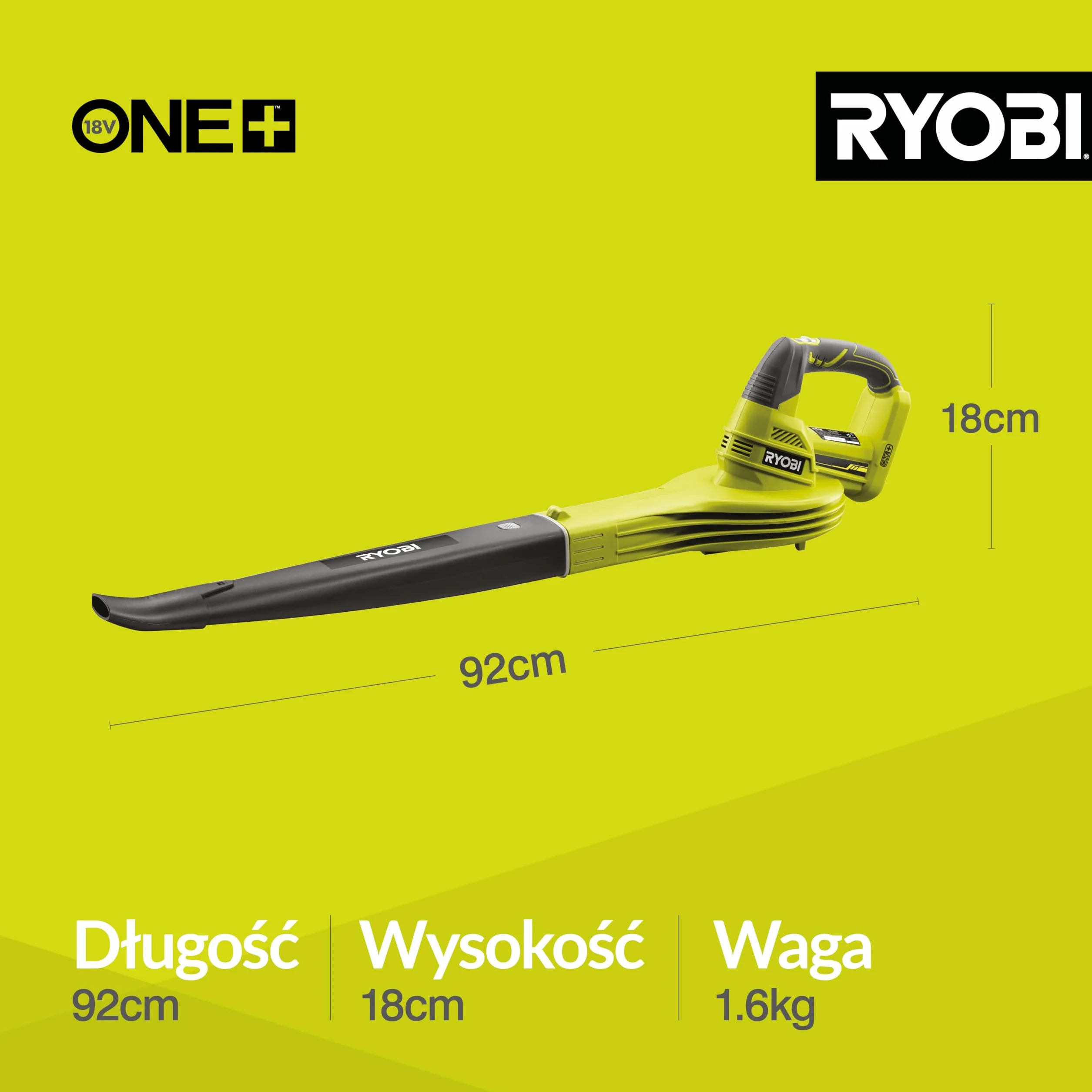 Ryobi Dmuchawa 18 V, OBL1820S, Wersja bez Akumulatora i Ładowarki