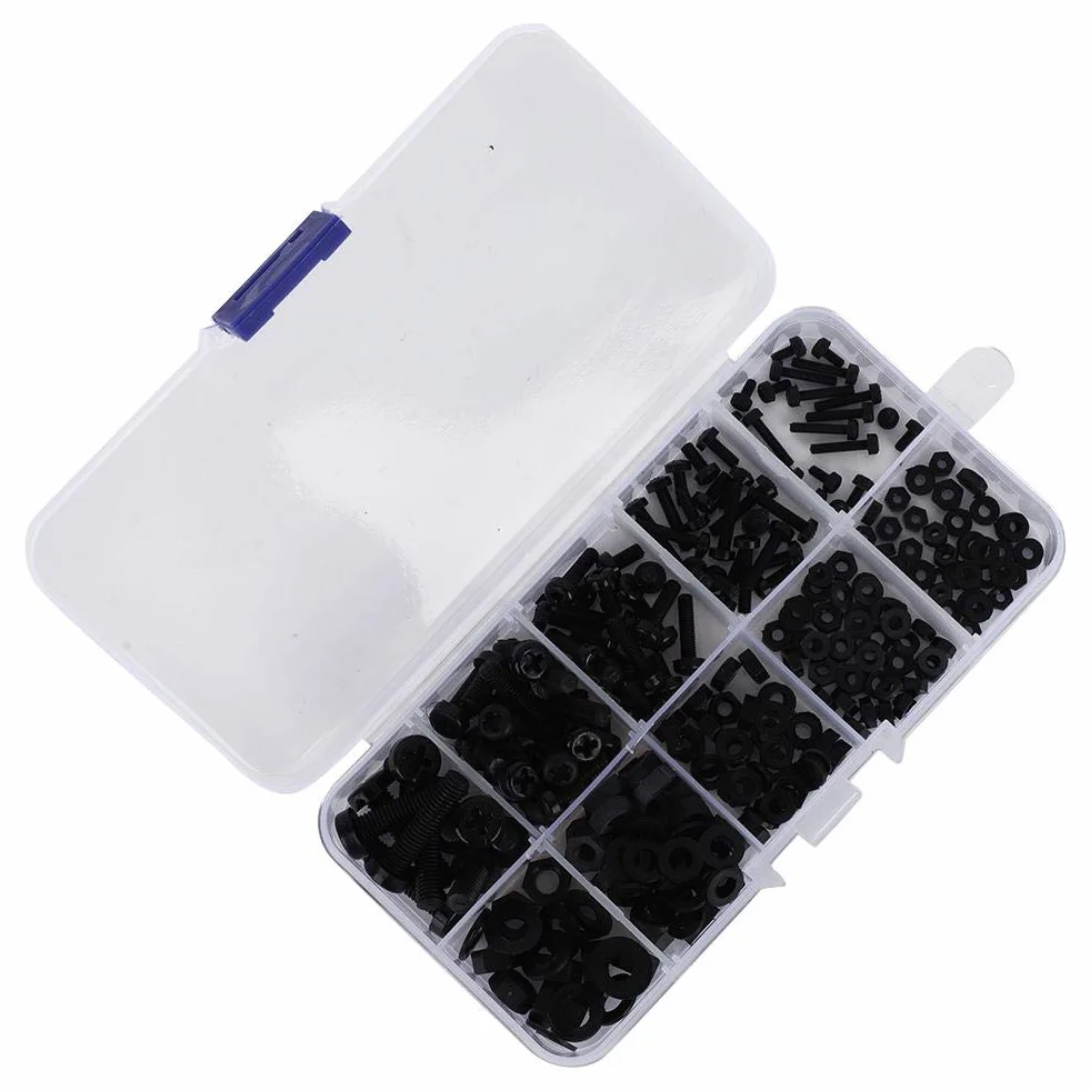 Nylon Nylon Schrauben, Multifunktions-Nylon Schraubensatz, Befestigungselemente M2 / M2.5 / M3 / M4 / M5 Industrie für Mechaniker DIY(Black 270pcs nylon screw set)