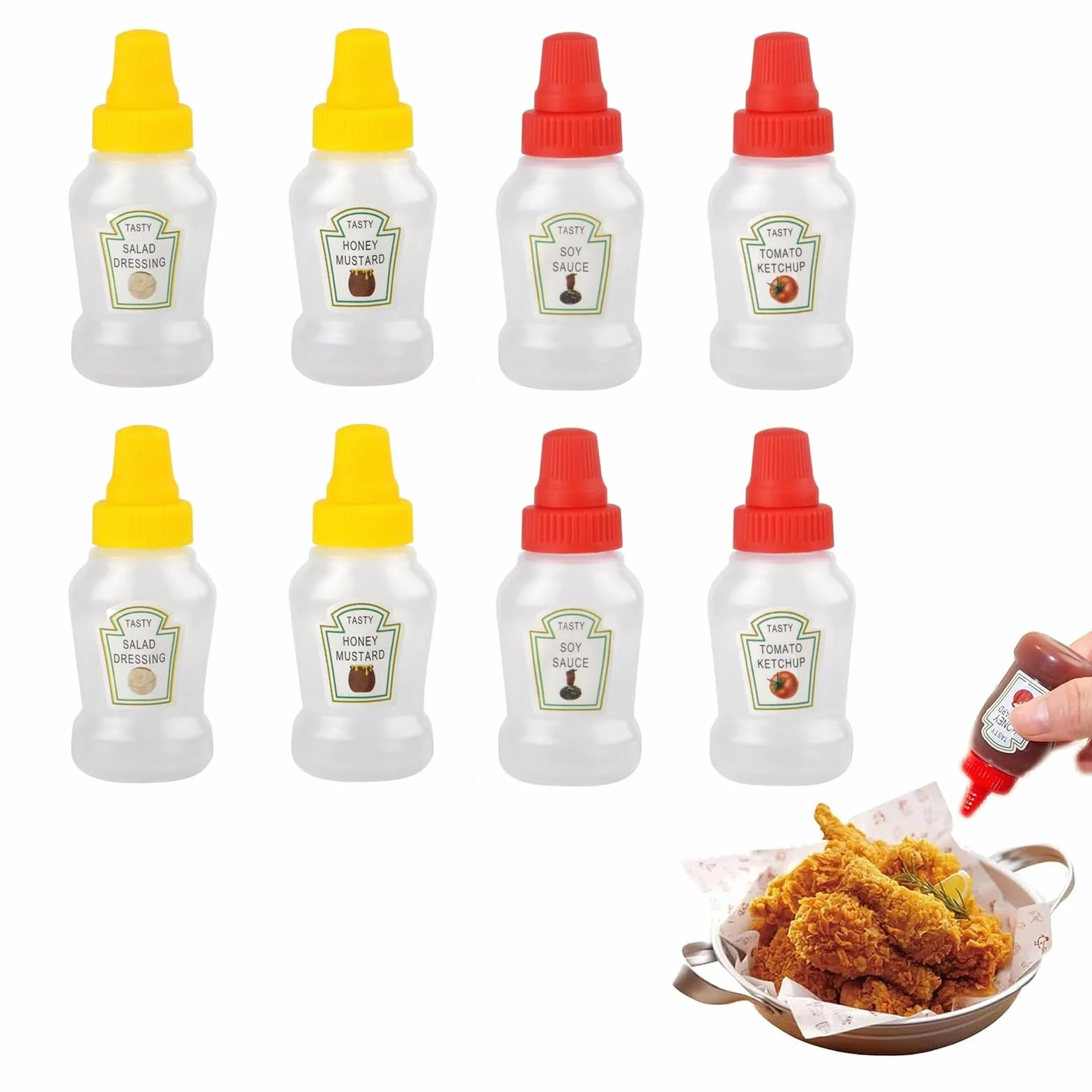 Mini butelka miękka 25 ml plastikowy słoik na sos sojowy ketchup sałatkowy 8 sztuk