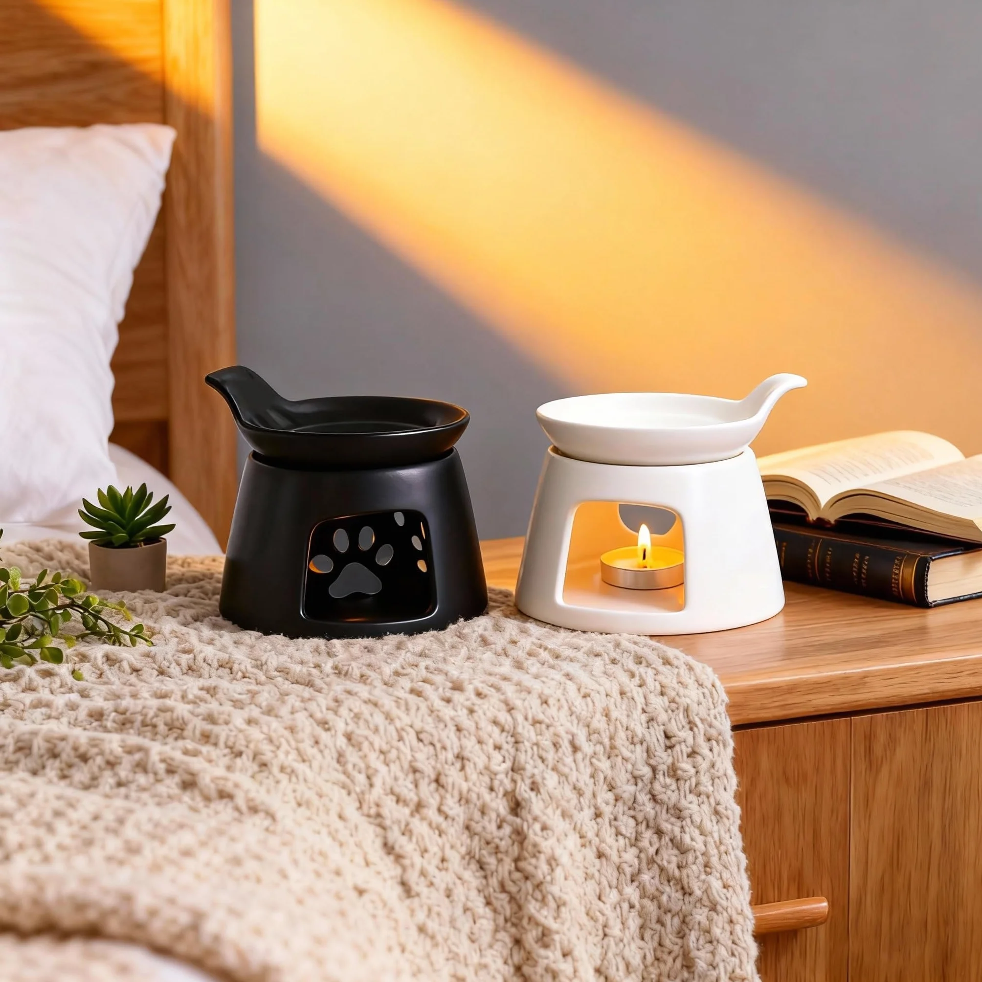 Ceramiczne palniki do topienia wosku białe, podgrzewacz wosku do świec typu tea light, palnik olejków eterycznych, palnik woskowy do świec, lampa dyfuzor zapachowy do jogi aromaterapii do