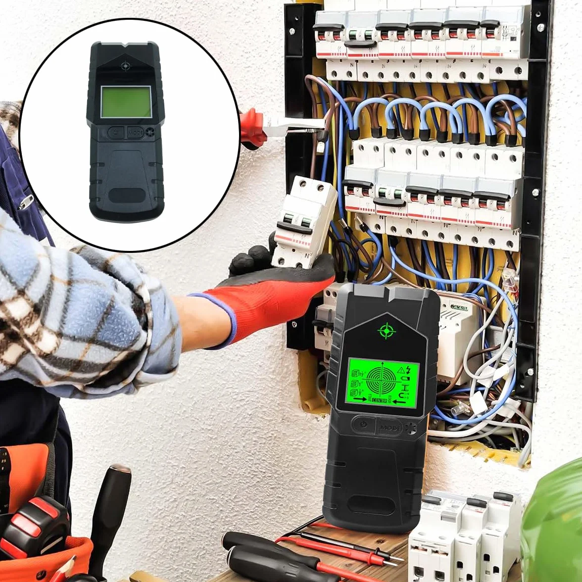 Riven Line Finder 6 w 1 Wall Scanner Line Detector wielofunkcyjny lokalizator kabli z wyświetlaczem LCD i alarmem wykrywacz metalu do lokalizowania przewodów elektrycznych