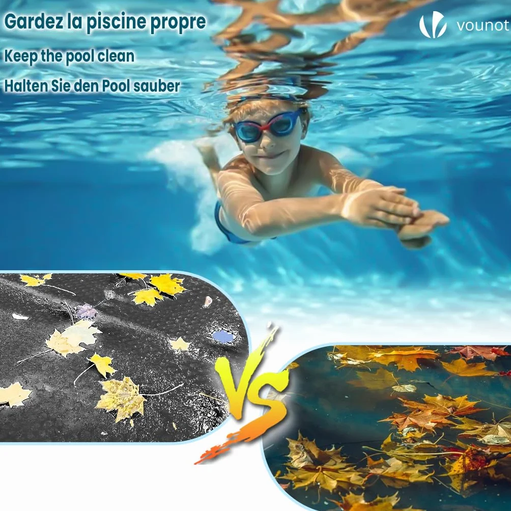 vounot® Prostokątna plandeka bąbelkowa do basenu, 300 x 200 cm, grubość 120 µm, folia grzewcza do podgrzewania wody, czarna