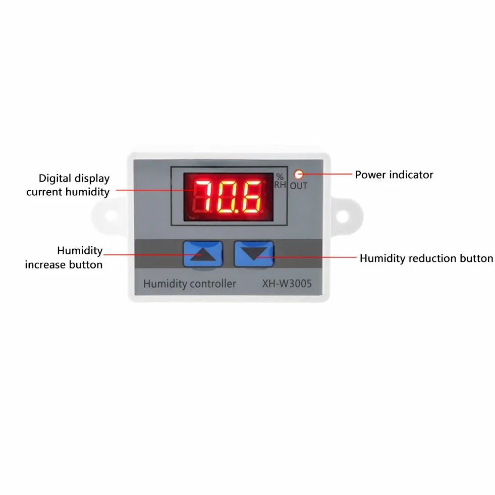 XH-W3005 Cyfrowy Regulator Wilgotności Higrometr z Czujnikiem 12V 24V 220V