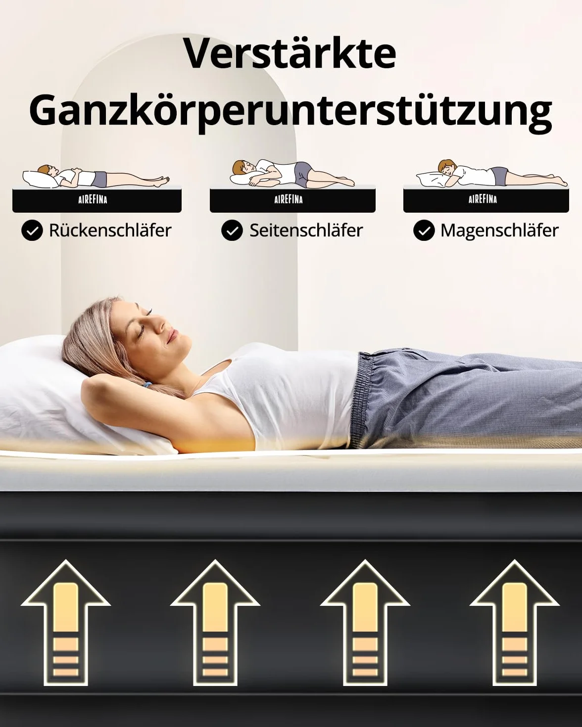 Airefina Łóżko dmuchane dla 1 osoby, samonadmuchujący się materac z wbudowaną pompką, łóżko dla gości, szybkie nadmuchiwanie, przenośny materac do noszenia w dowolnym miejscu, z torbą do przenoszenia