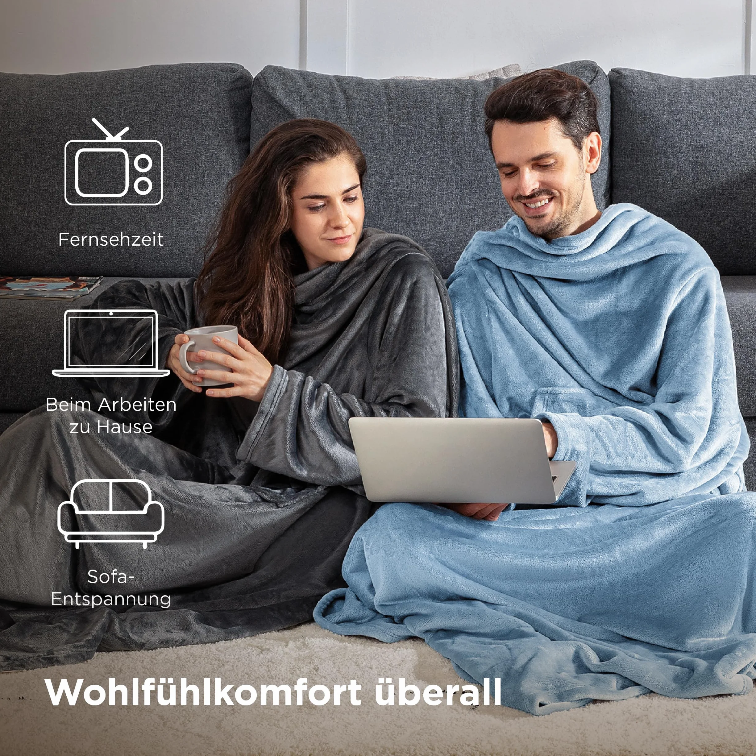 BEDSURE Koc z rękawami jako prezent dla kobiet, przytulny, 150 x 200 cm, ciepły, dla dorosłych, koc do oglądania telewizji, sharpa, czerwony Christmas Red